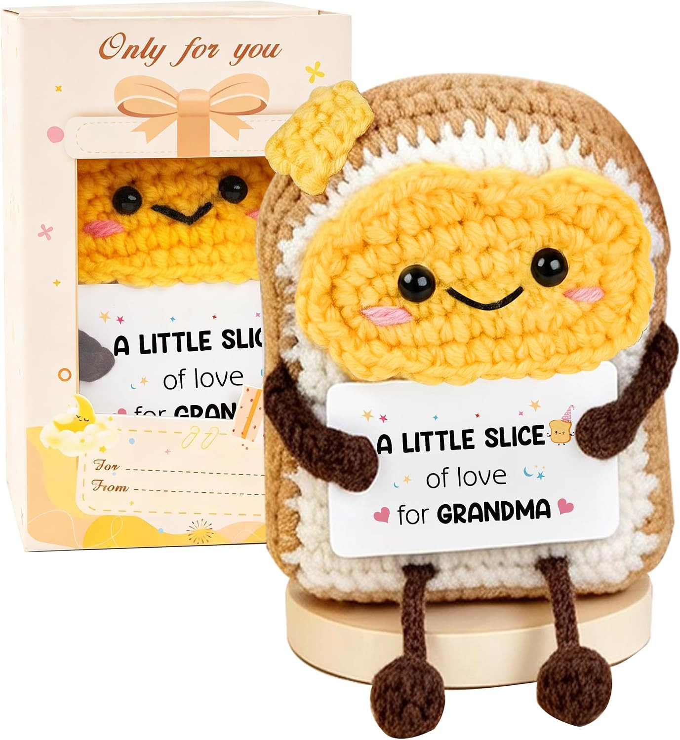 Meaningful Gift for Grandma, Cute Handmade Crochet Toast Keepsake
