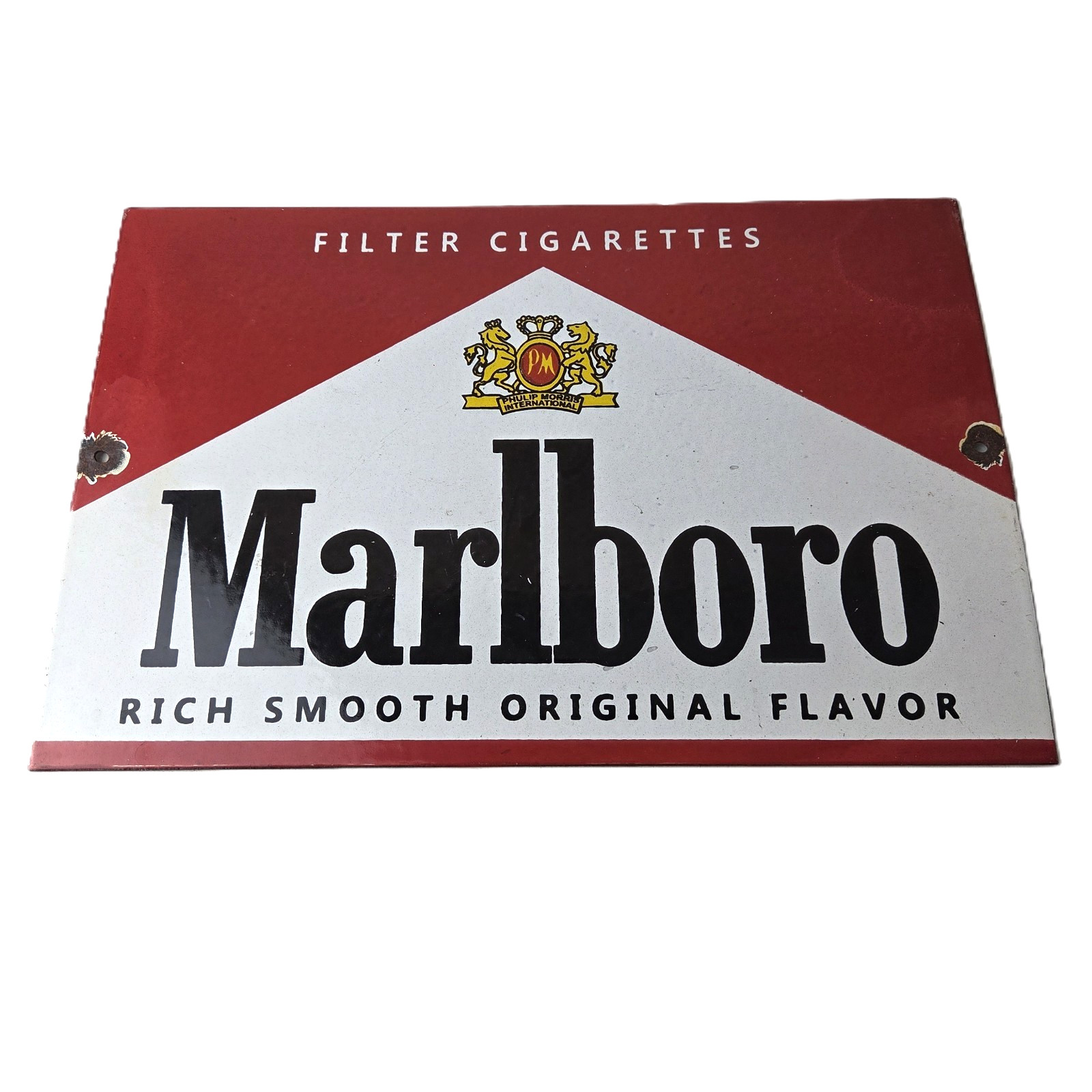 Vintage Marlboro Cigarette Sign - Porcelain Tobacco Gas Pump Store Sign