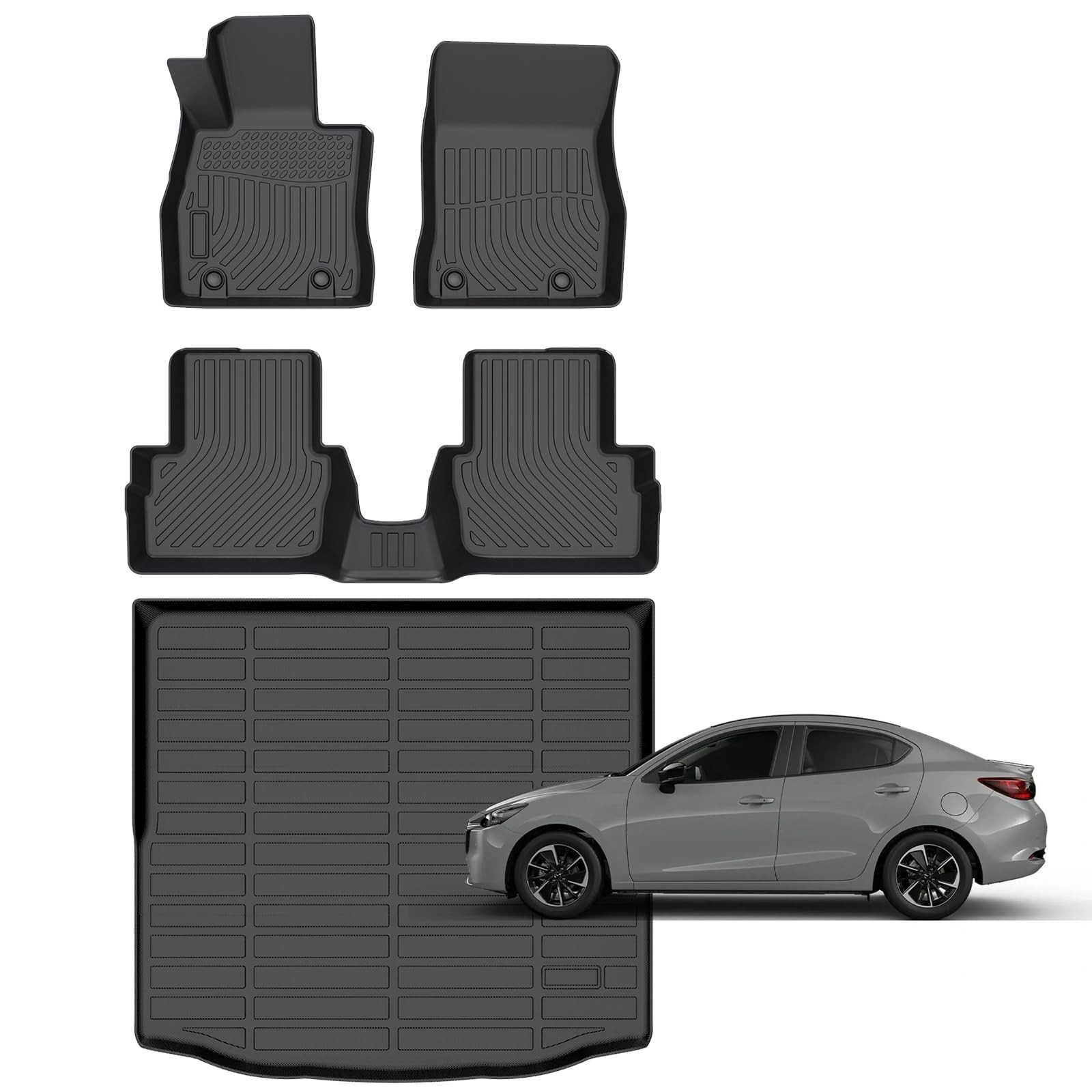 for Mazda 2 Floor Mats 2024-2015,Car Mats for Mazda 2 All Weather Floor Mats ...