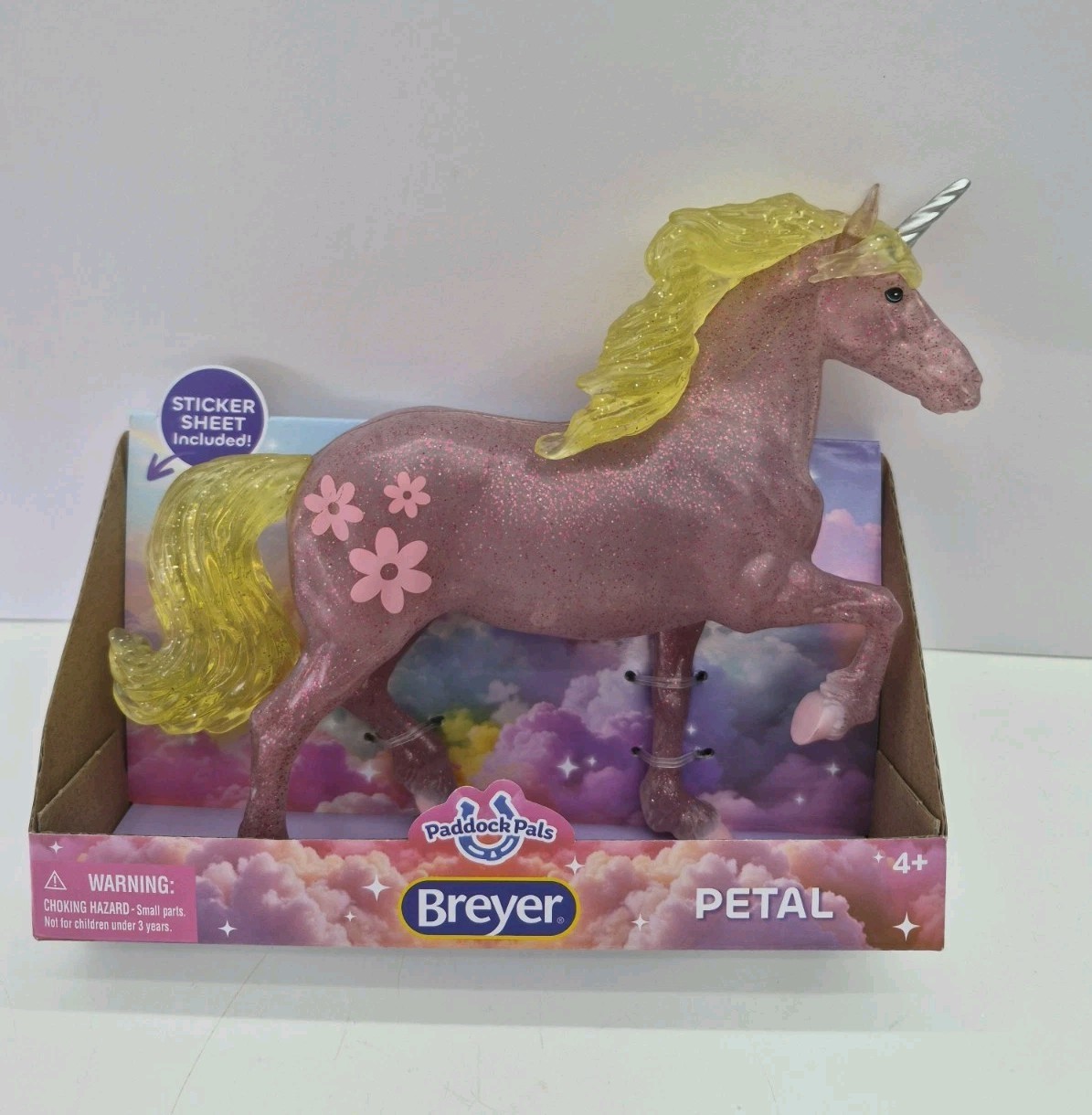 Breyer Paddock Pals Petal Glitter Unicorn Pink Sparkly With Stickers NEW