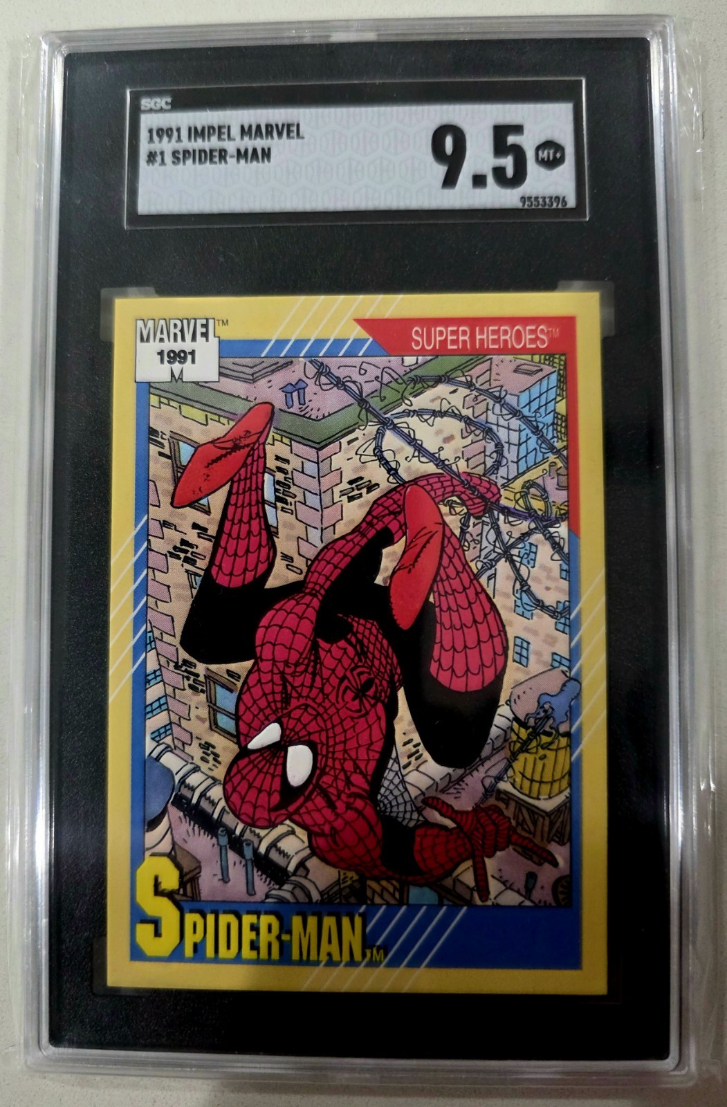 1991 Impel Marvel Universe Super Heroes #1 Spider-Man - SGC 9.5 Graded Card 