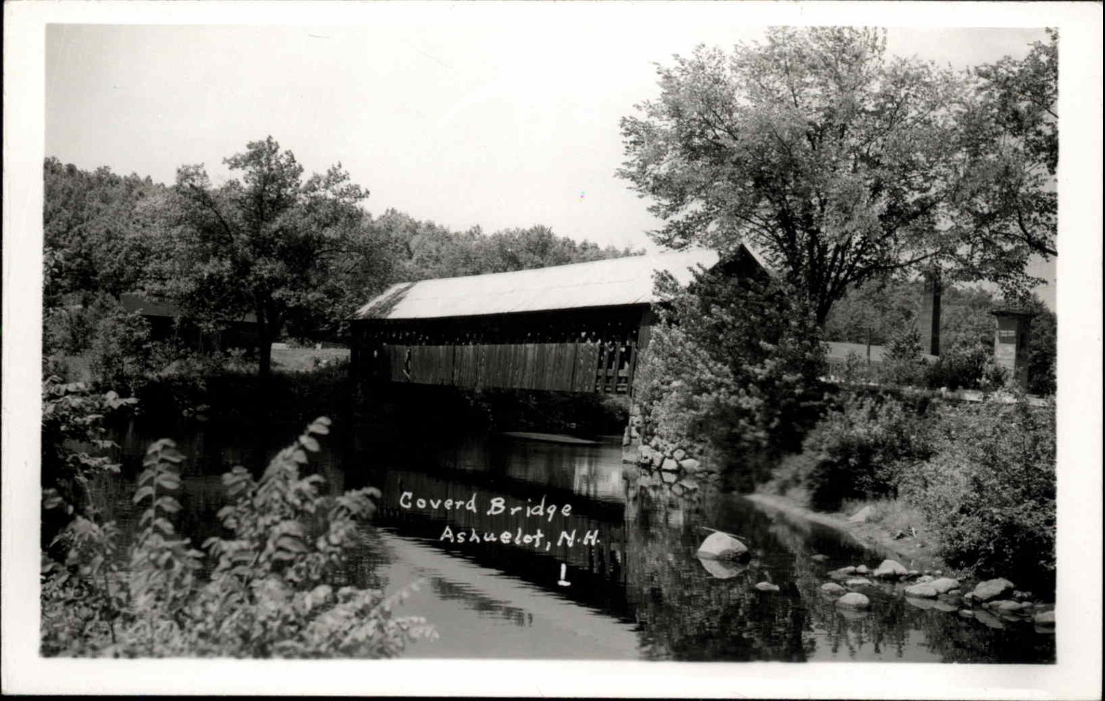 Ashuelot NH New Hampshire Covered Bridge c1930-50s Real Photo Vintage Postcard