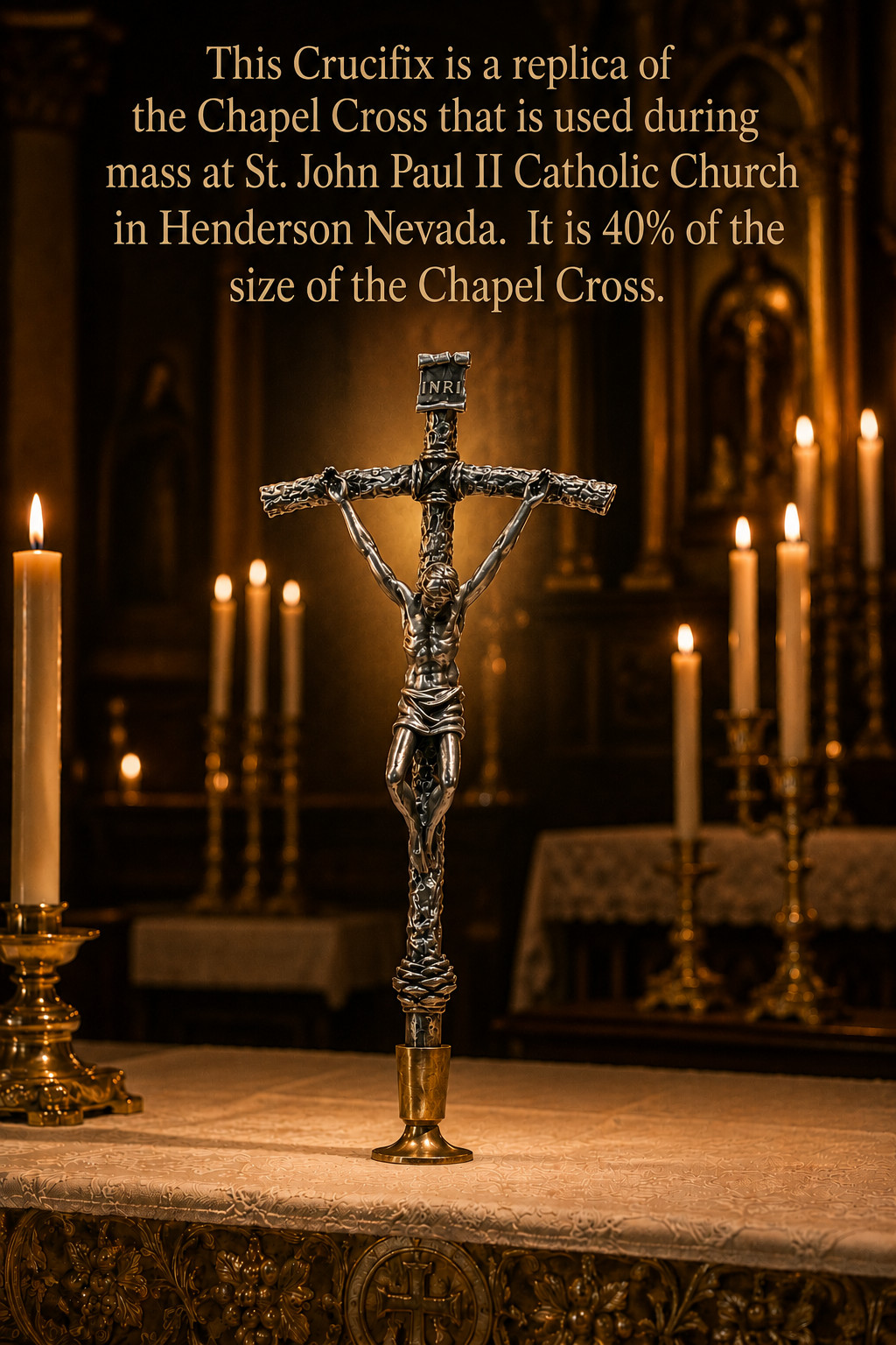 Pope John Paul II Altar Crucifix (in the style of) Each hand finished metal base