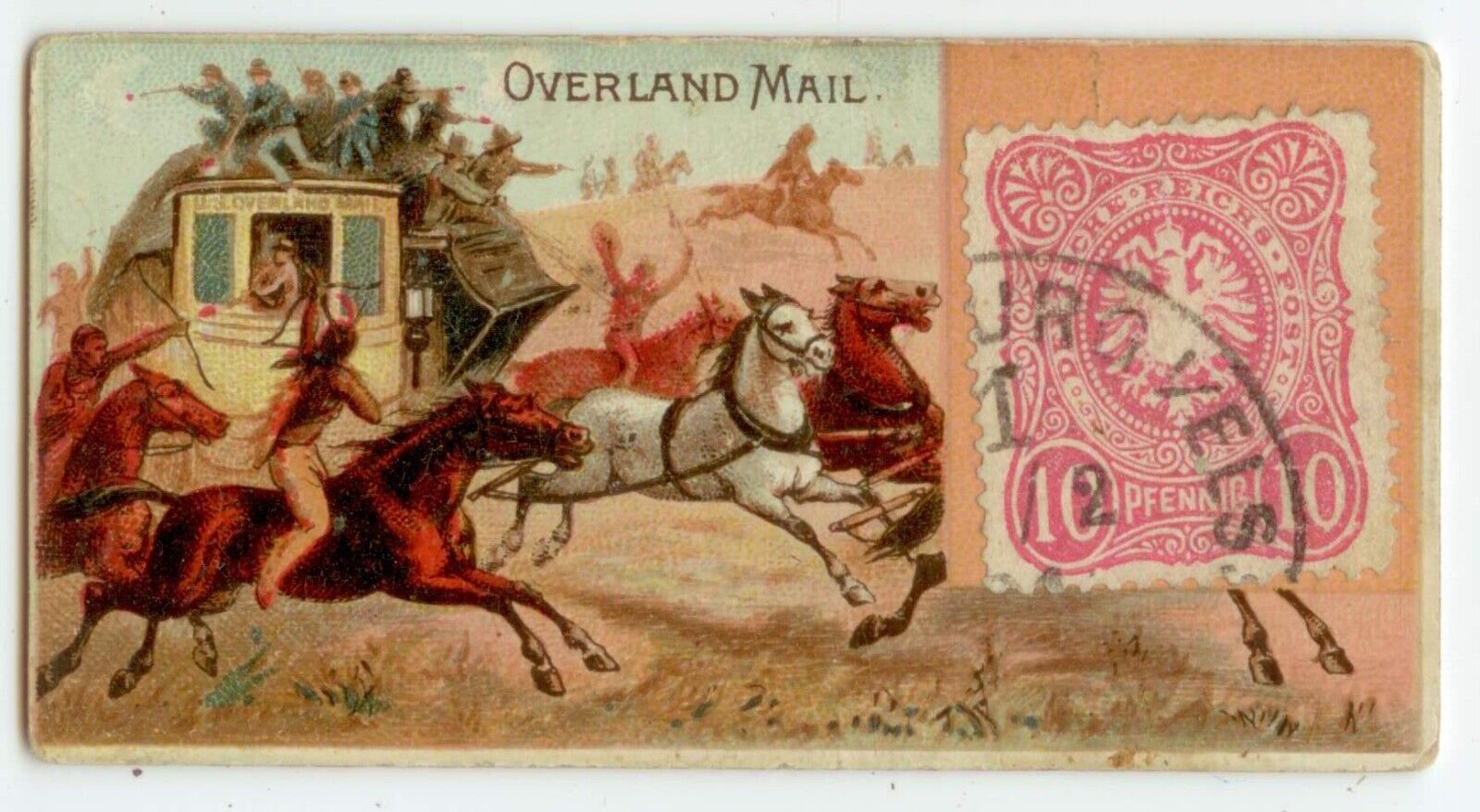 c1889 Duke\'s Postage Stamp card - Overland Mail - Germany stamp