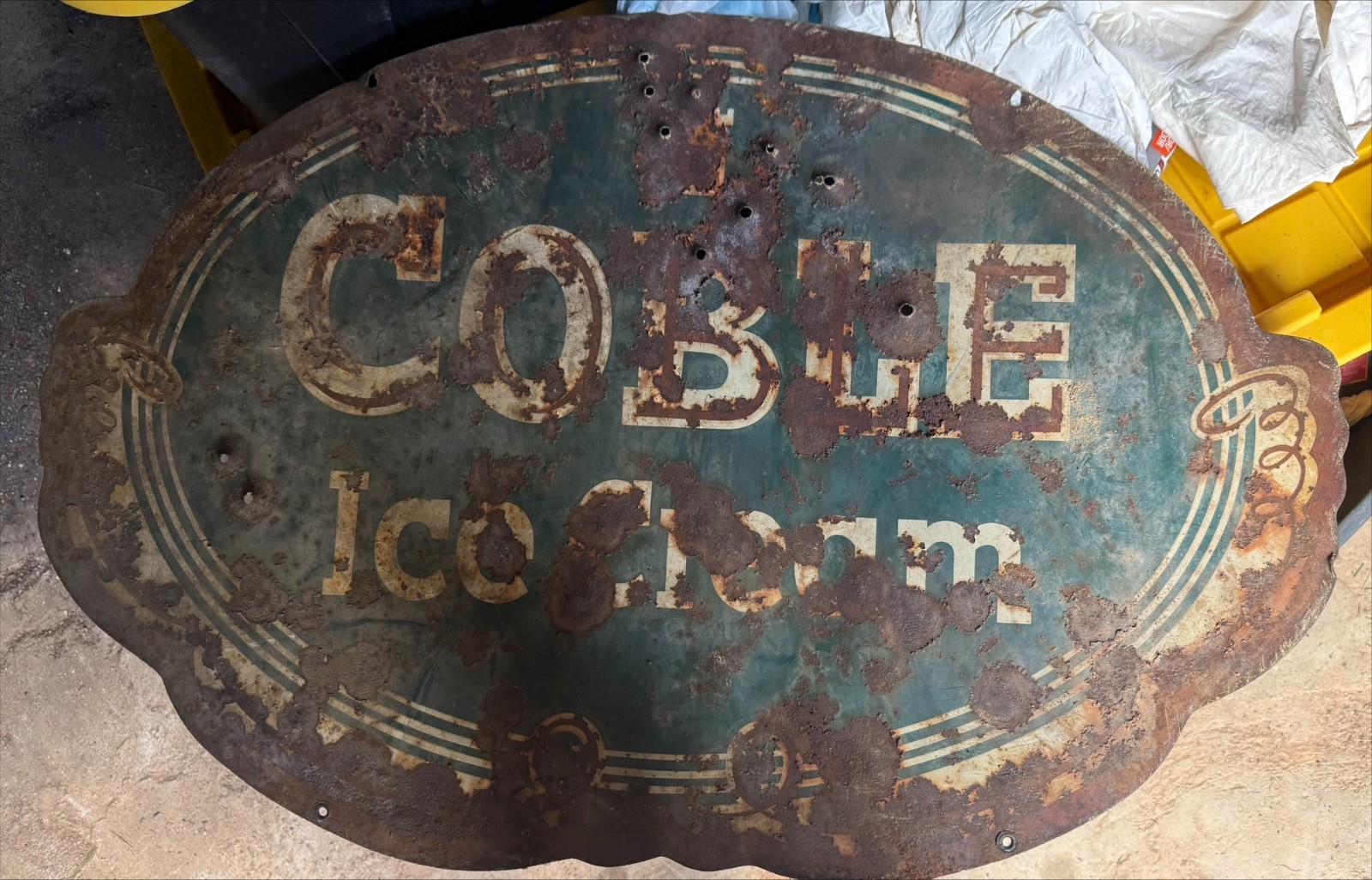 Coble Ice Cream vintage grocery store sign