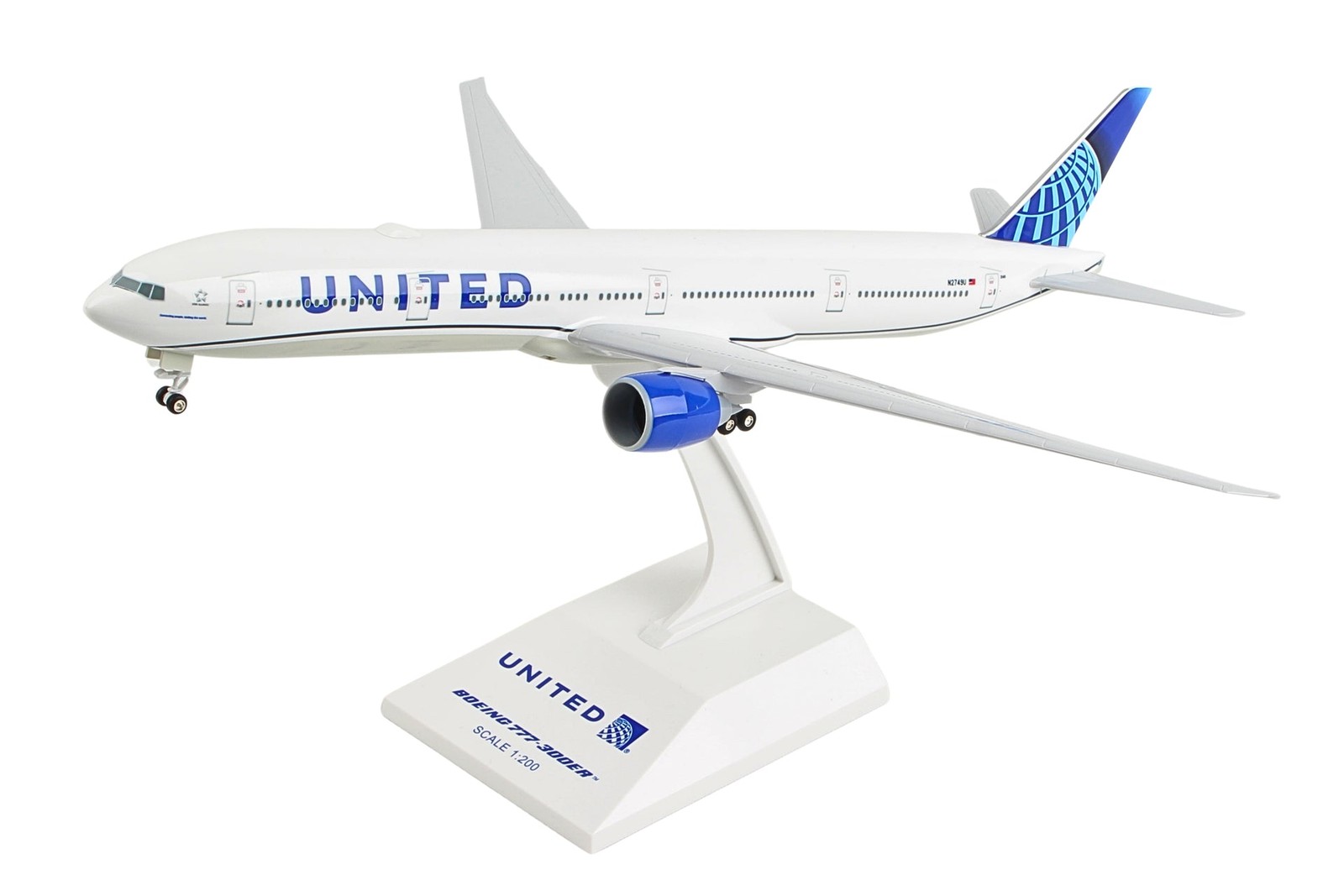 Skymarks SKR1054 United Airlines Boeing 777-300 N2749U Desk 1/200 Model Airplane