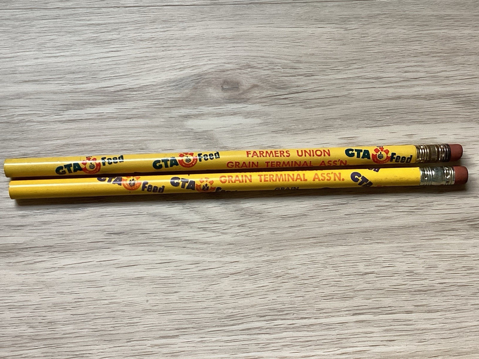 LOT Of 2 Vintage Advertising GTA Grain Feed And Seed Wooden Lead Pencils