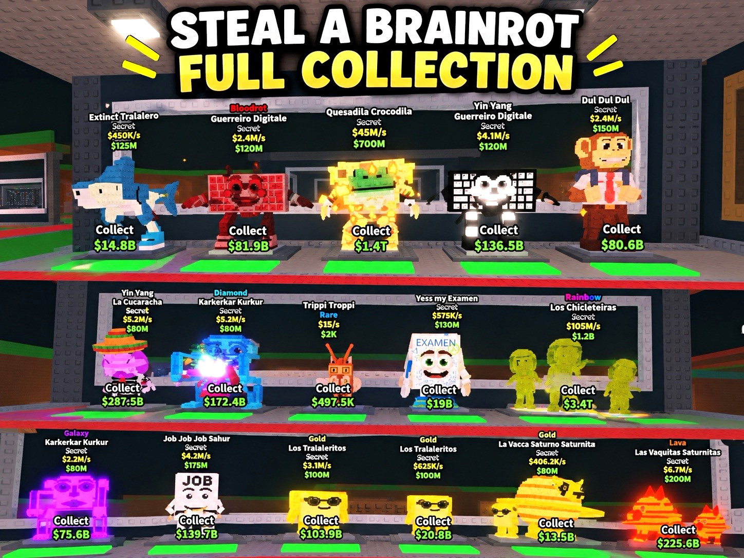 Steal a Brainrot Huge Bundle | Secret, Rainbow, Galaxy, Gold & More