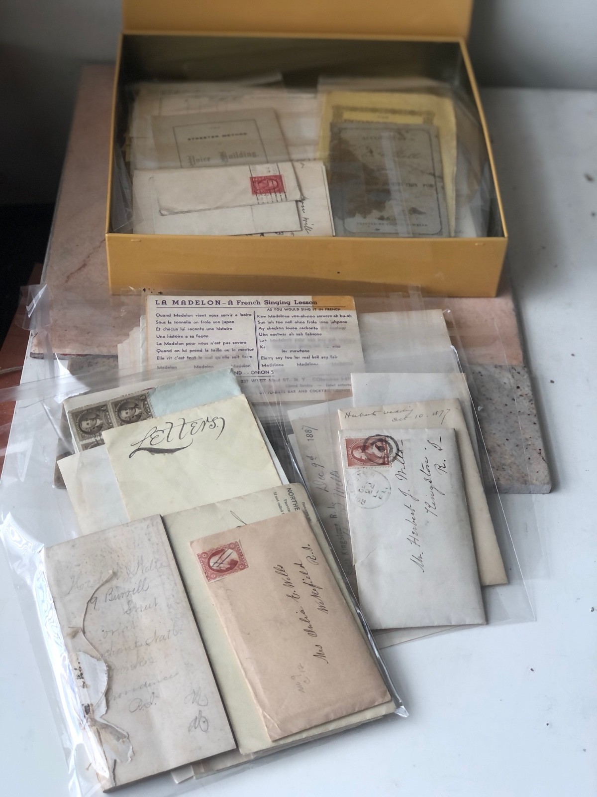 Box of Antique Late 1800s Letters, Banking & Misc Documents Rhode Island History