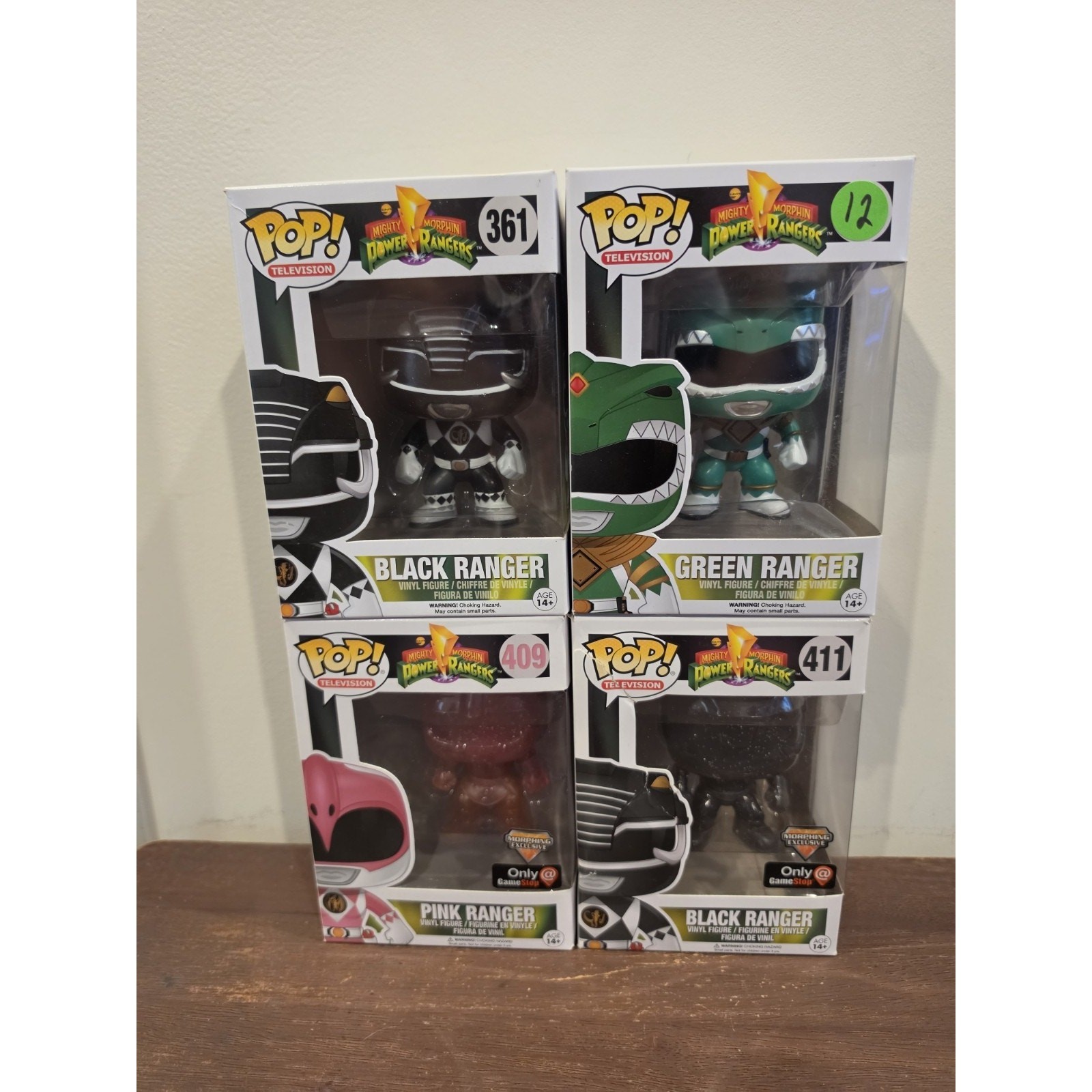Funko Pop Mighty Morphin Power Rangers Bundle 4 Pack Black Green Pink Rangers