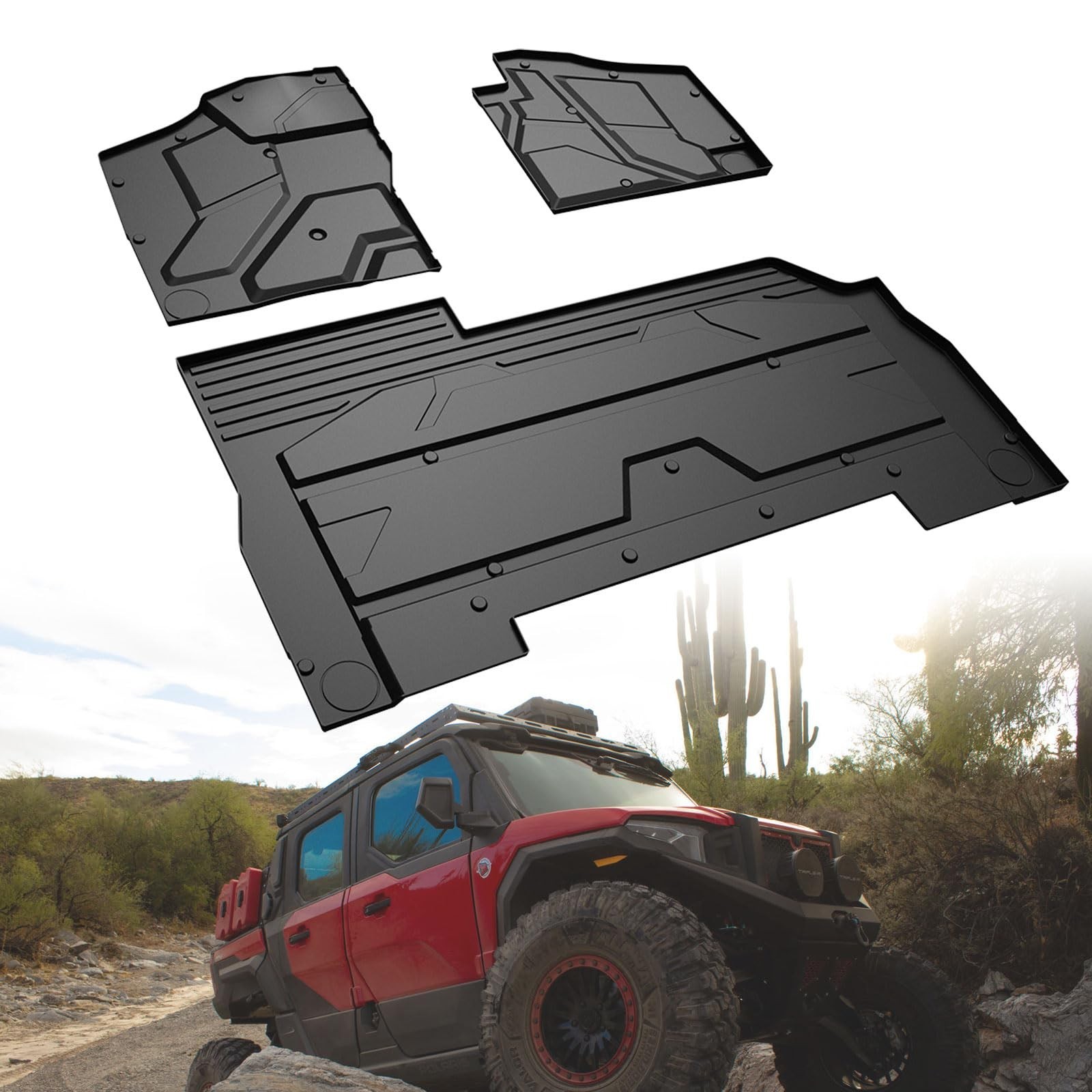 Floor Mats for 2025 Polaris Xpedition XP 5/ADV 5, TPE Front & Rear Anti-Slip ...