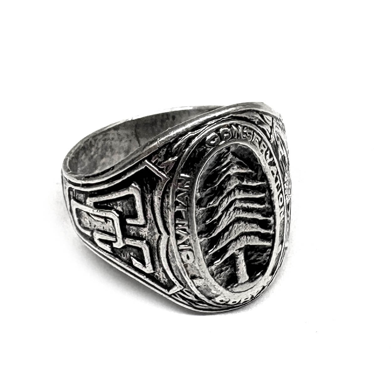 Vtg 1930s CIVILIAN CONSERVATION CORPS Sterling Signet Ring CCC Size 8.5 ROBBINS