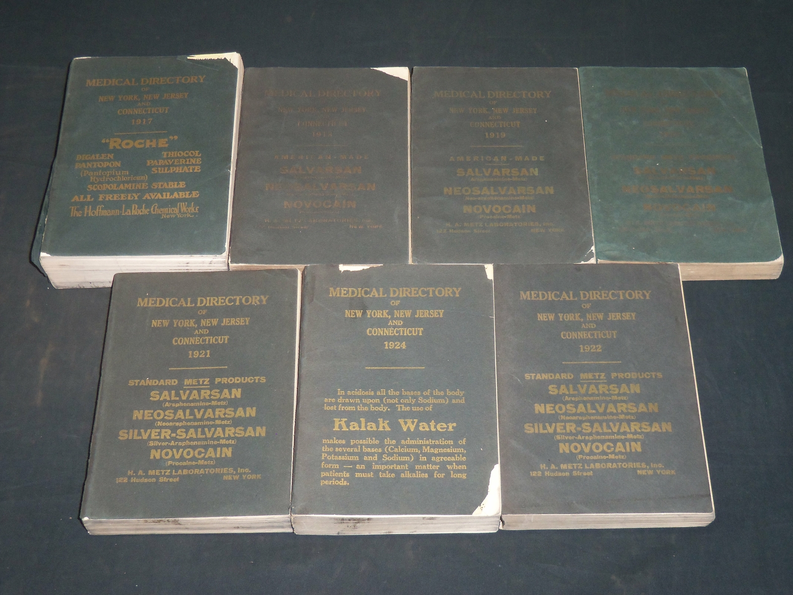 1917-1924 MEDICAL DIRECTORY OF NEW YORK NJ & CONNECTICUT LOT OF 7 - KD 2640