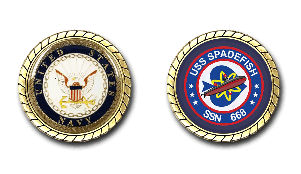 USS Spadefish SSN-668 Crest US Navy Challenge Coin