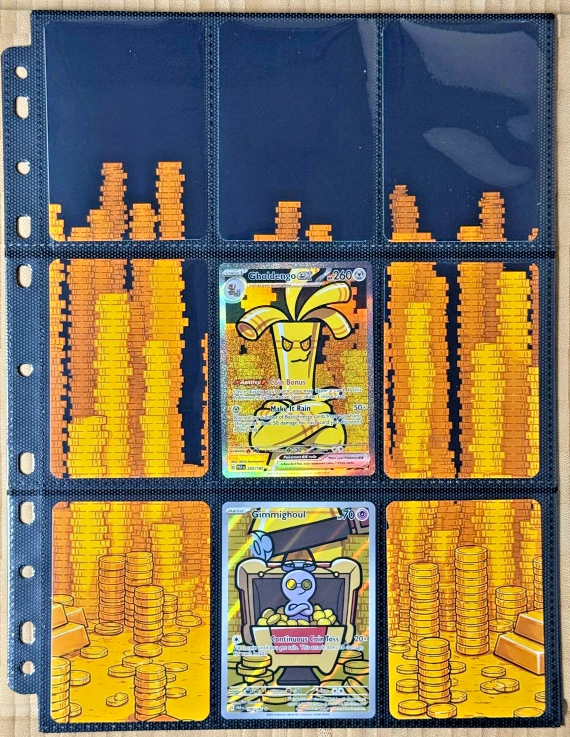 Pokémon Gimmighoul 198/182 & Gholdengo ex 252/182 Connecting Art Binder Insert