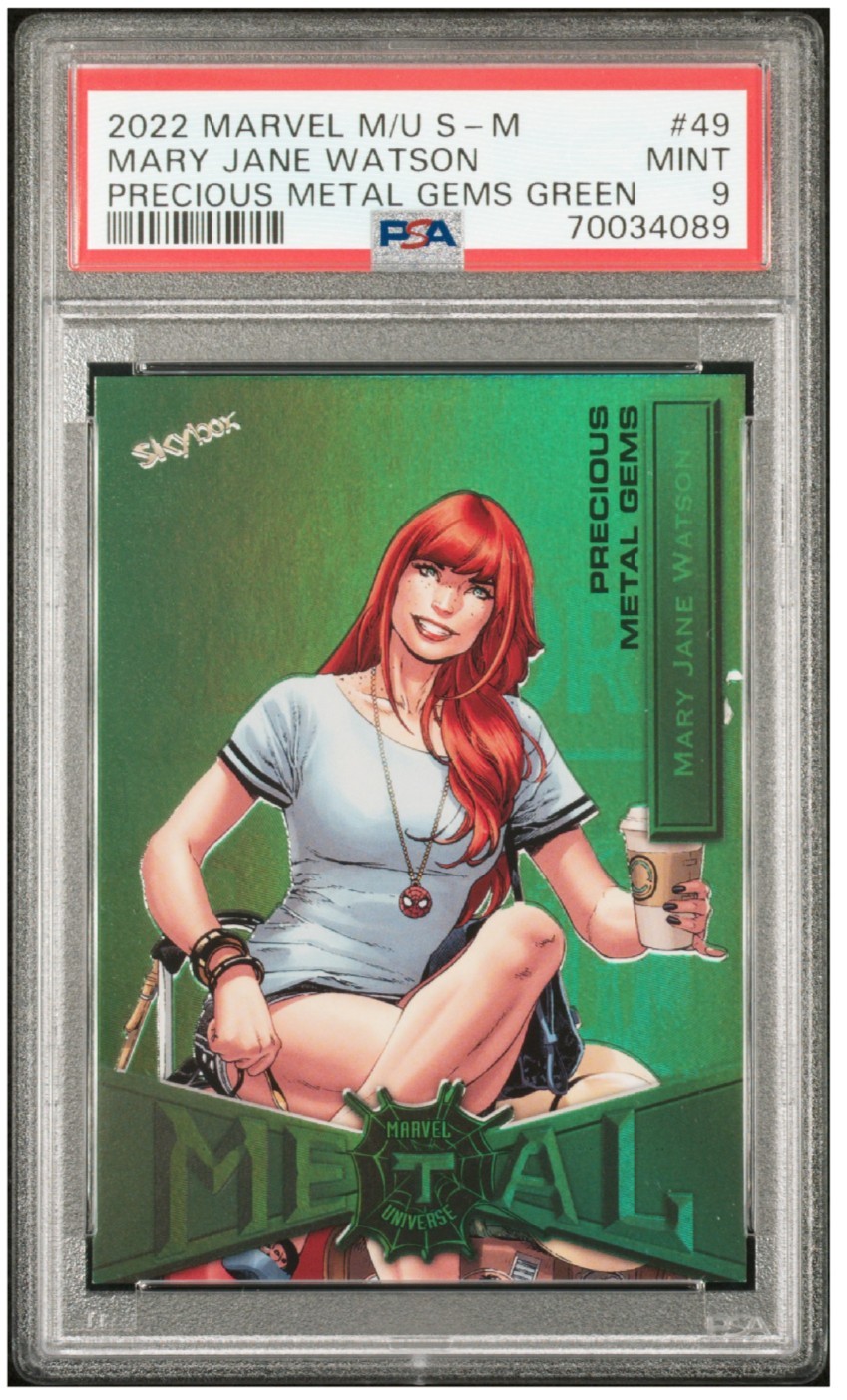 2022 Marvel Metal Universe Spider-Man PMG Green 5/10 Mary Jane Watson PSA 9 MINT