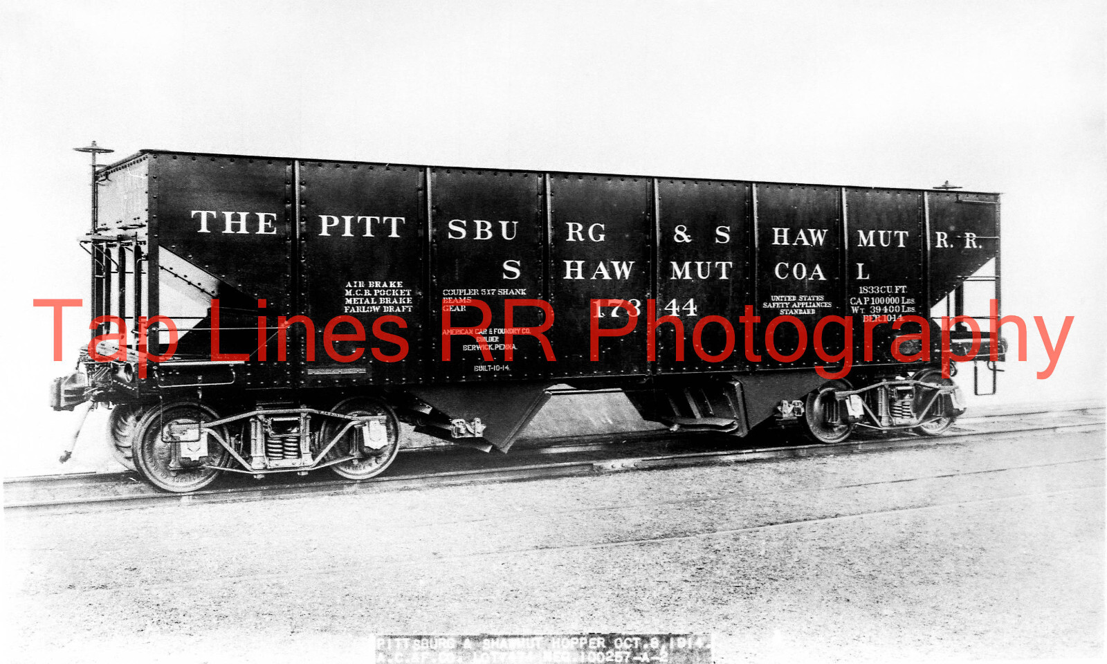 Shawmut 17344 2 Bay Hopper AC&F 7474 Builders 10-8-1914 Two New 5x8 Photos