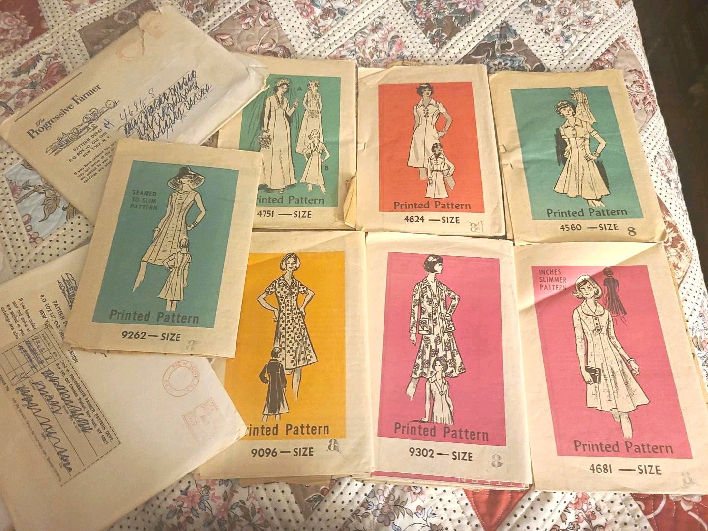 Lot 7 Vintage Progressive Farmer Mail Order Sewing Patterns 1950s 70s Sz8