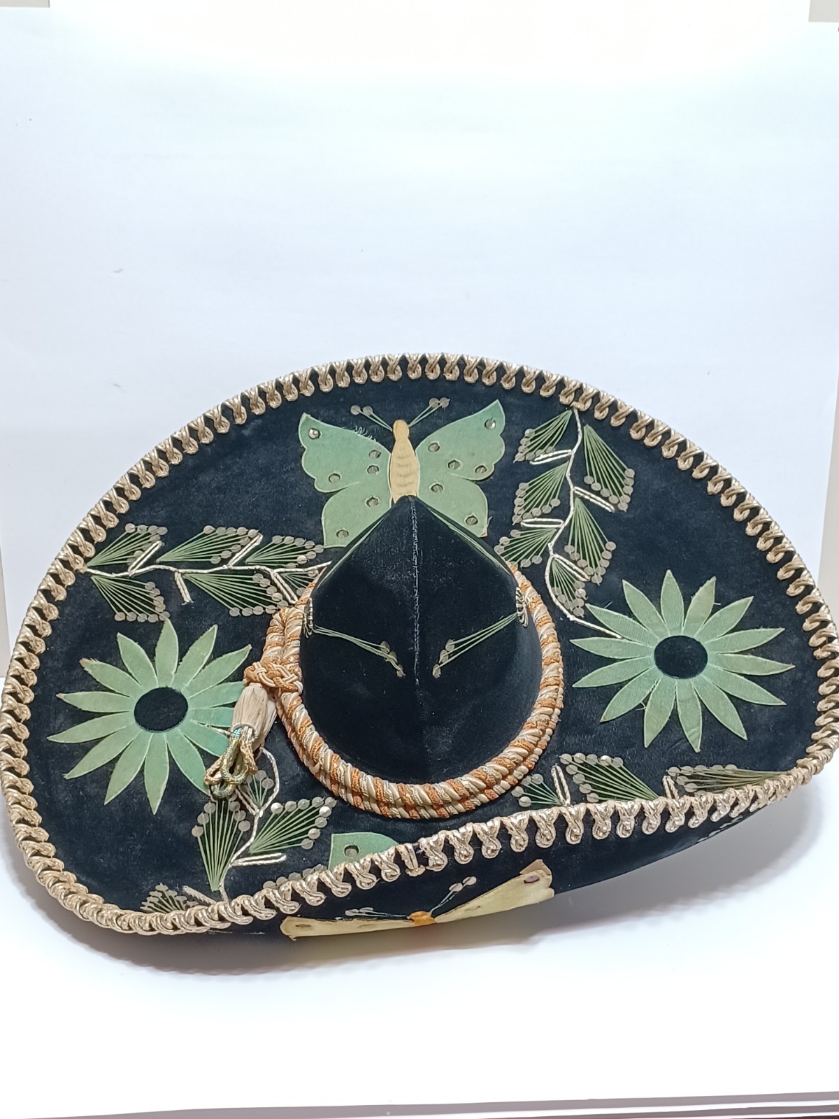 Vtg 1970\'s Calidad Black Velvet Sombrero 23\