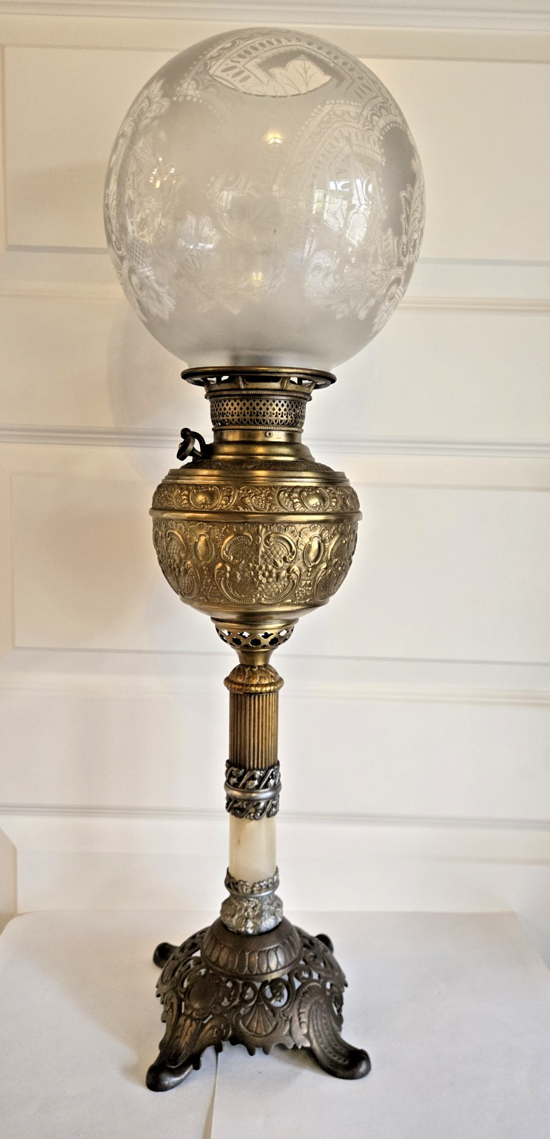 The New Juno Banquet Lamp Circa 1890's USA Onyx Edward Miller Co 28