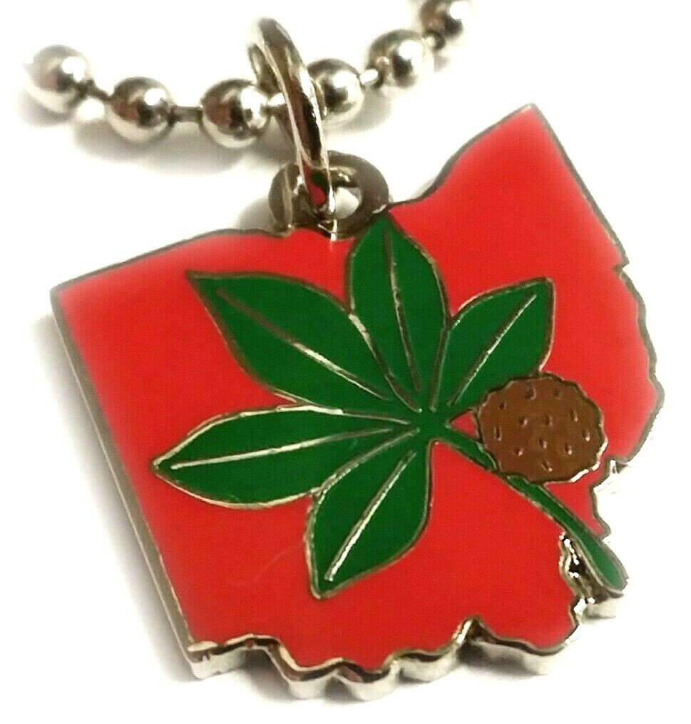OSU Ohio State University Buckeyes Football Charm Pendant Necklace w/ Ball Chain