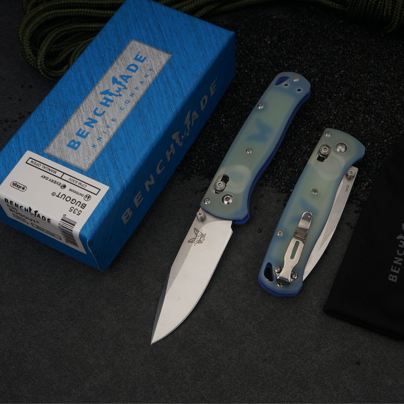 Benchmade 535 Bugout S30V Jade Green G10 Satin Drop Point EDC Pocket Knife