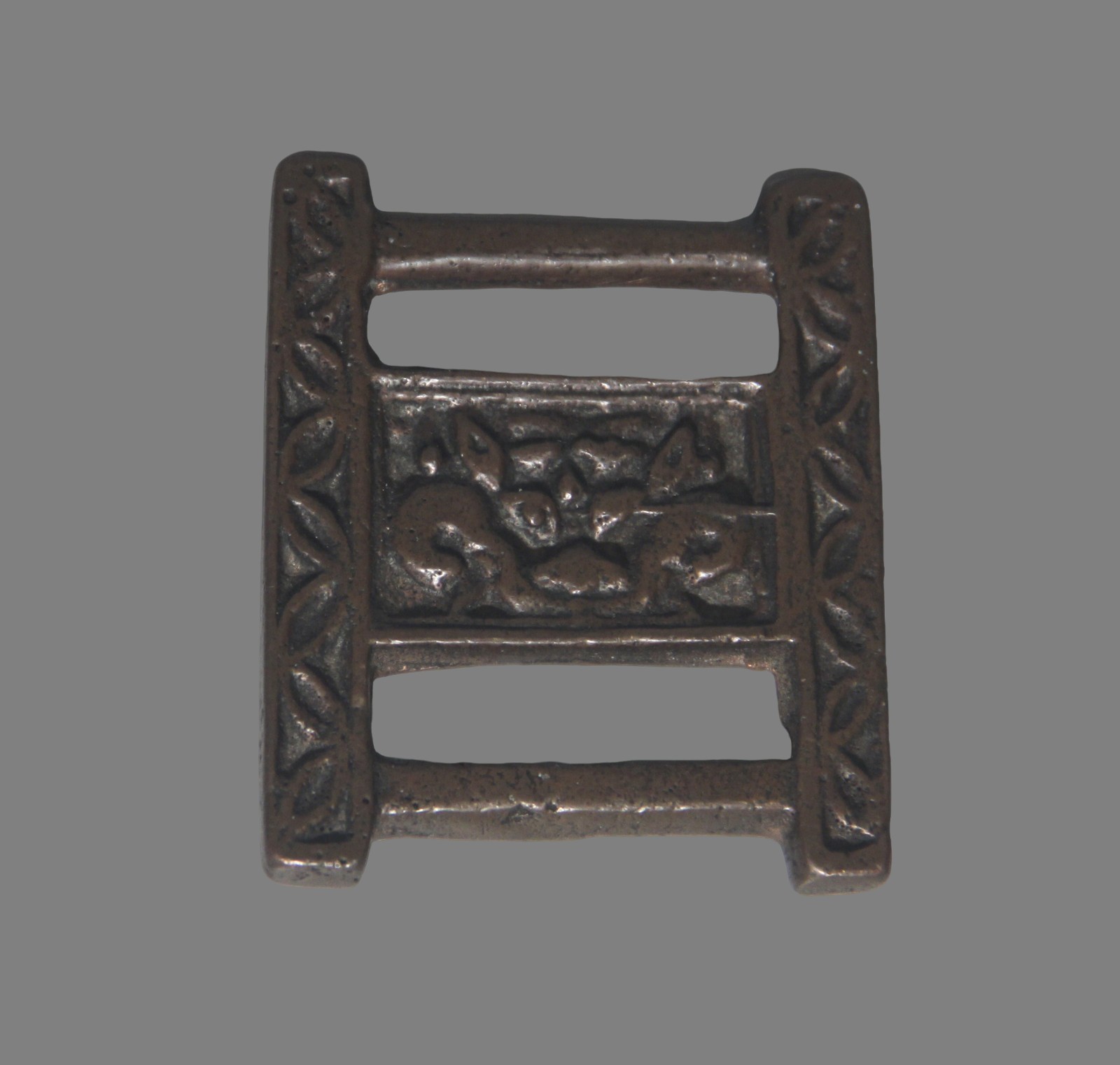 Tibet 1500s Antique Buddhist Alloy Copper Kirtimukha Mantra Sutra Buckle Amulet