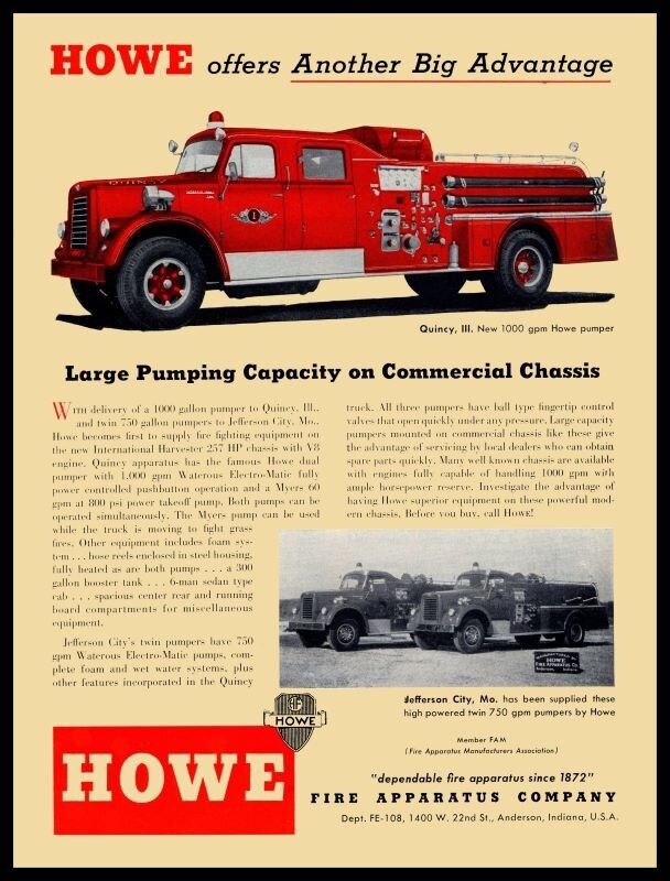 1958 Howe Fire Apparatus NEW METAL SIGN: Quincy, Illinois Fire Department 1958 Howe Fire Apparatus NEW METAL SIGN: Quincy, Illinois Fire Department
