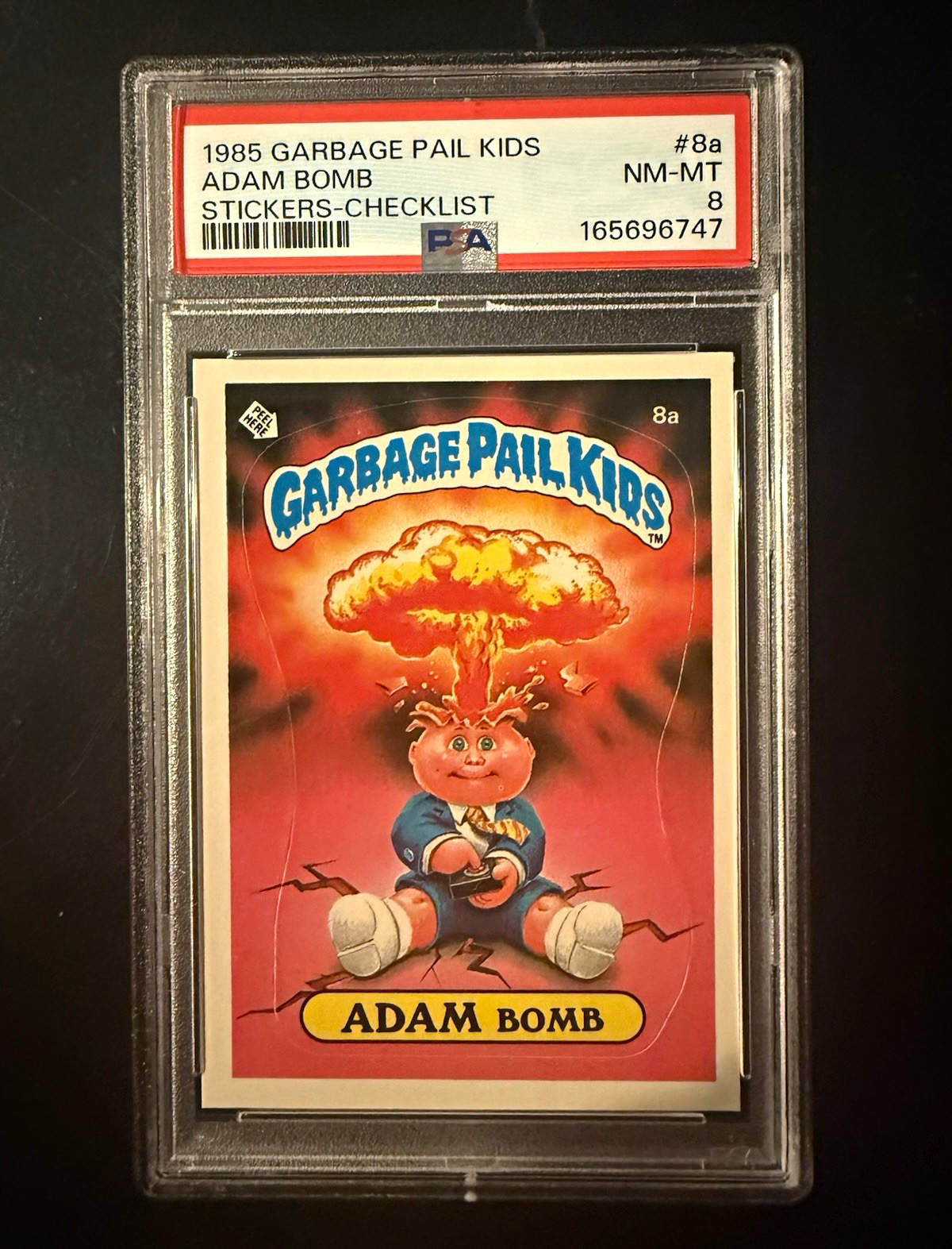 Adam Bomb #8a PSA 8 1985 Garbage Pail Kids Series 1 Checklist Sticker