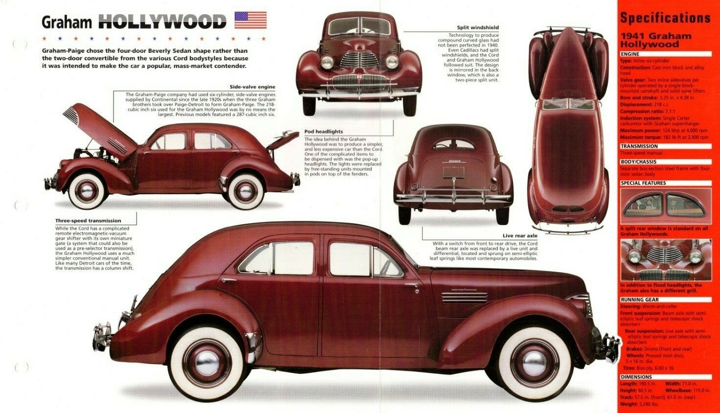 1940 / 1941 GRAHAM HOLLYWOOD SPEC SHEET / Brochure (Cord)