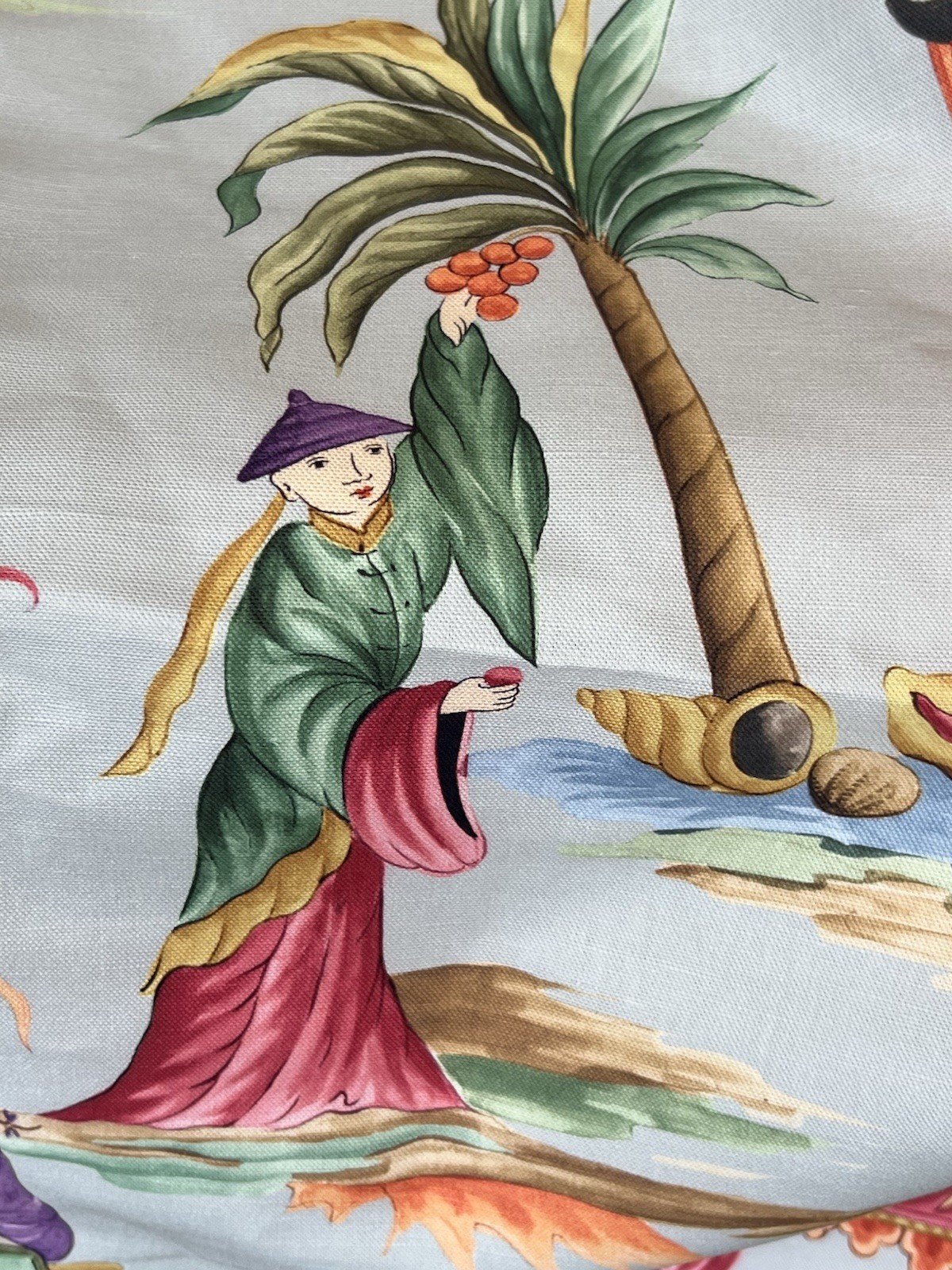 Clarence House Fabric Les Fetes D'Orient Chinoiserie Toile Linen Blue 3.5 Yds
