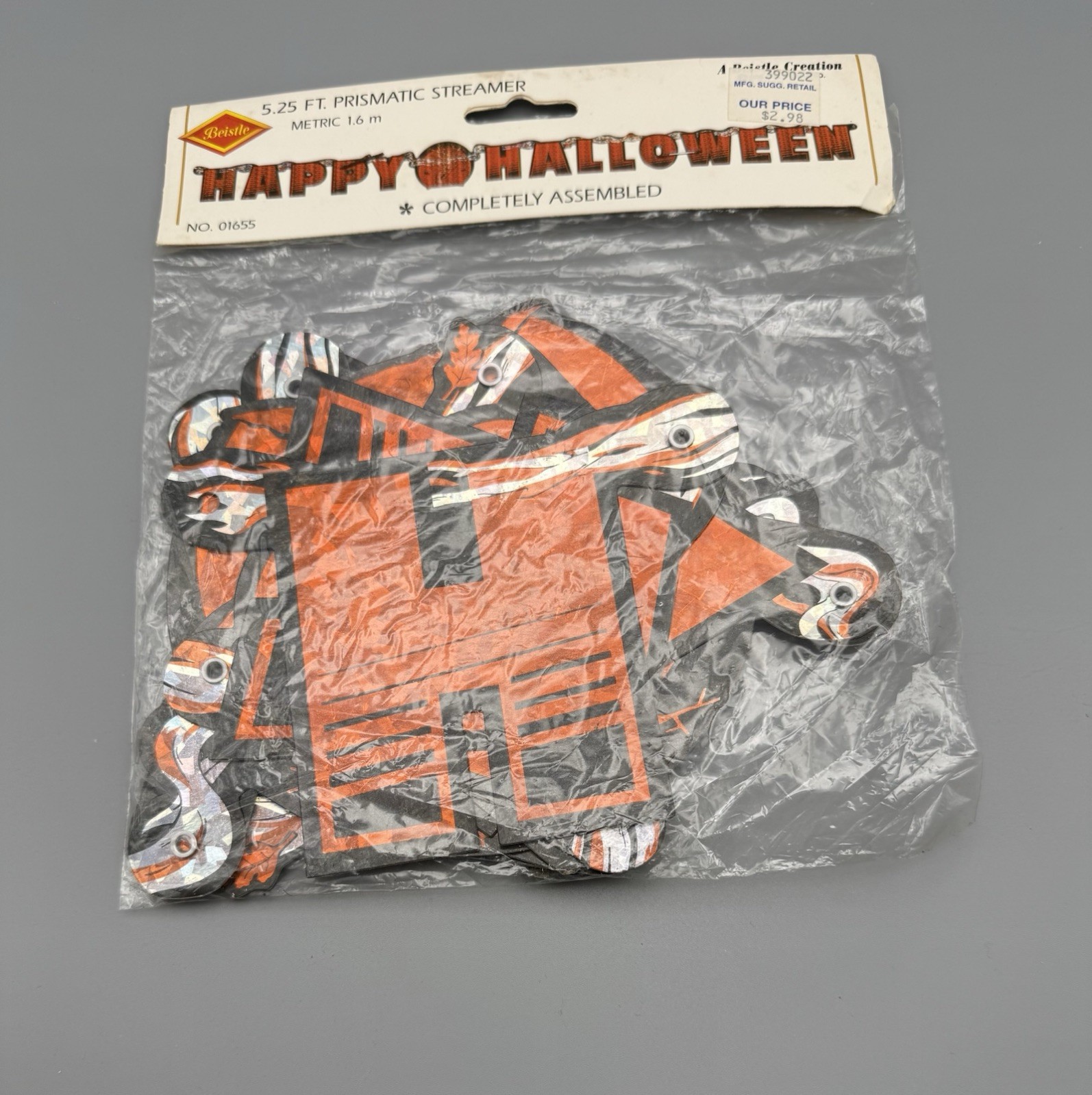 Vintage 1995 Beistle Happy Halloween Prismatic Streamer Banner NIP Retro #01655