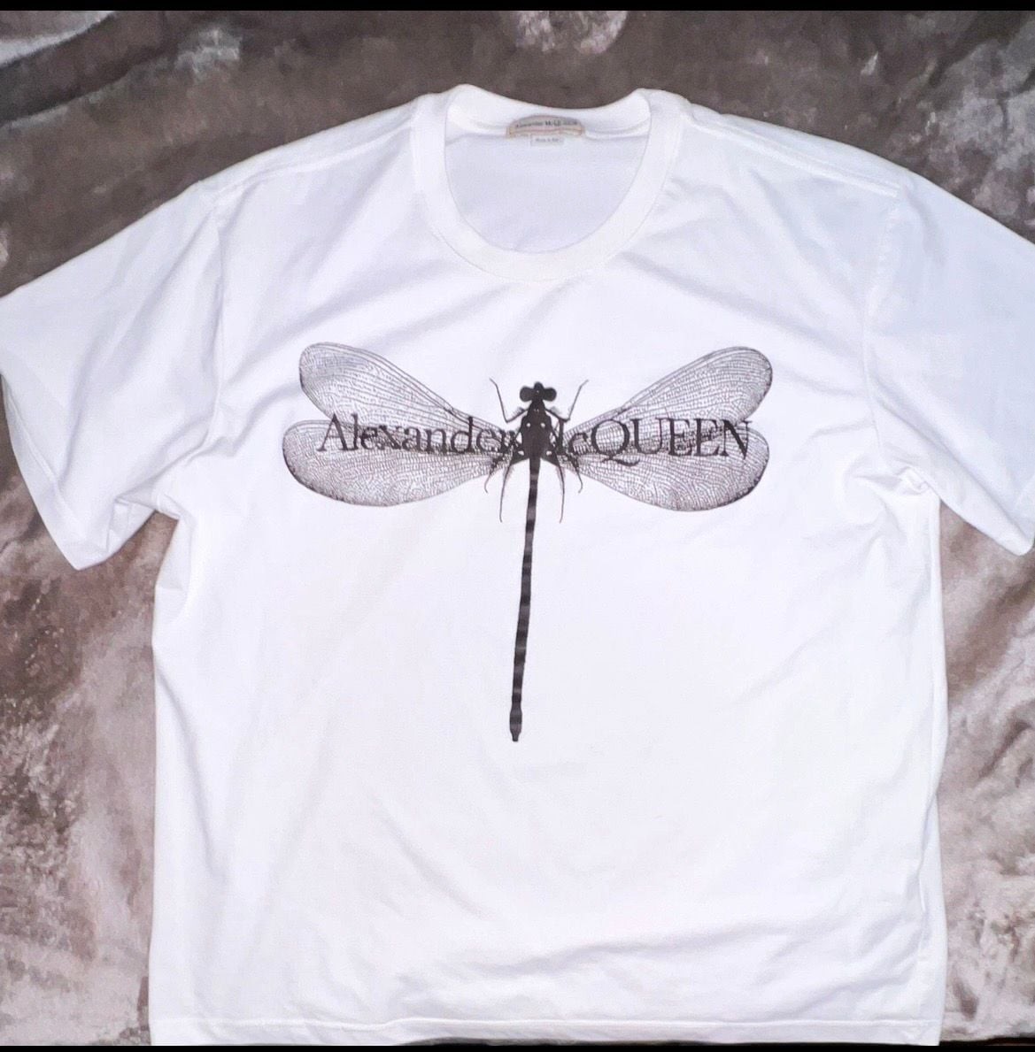 Alexander McQueen Dragonfly Print T-Shirt Size medium but says XXL White