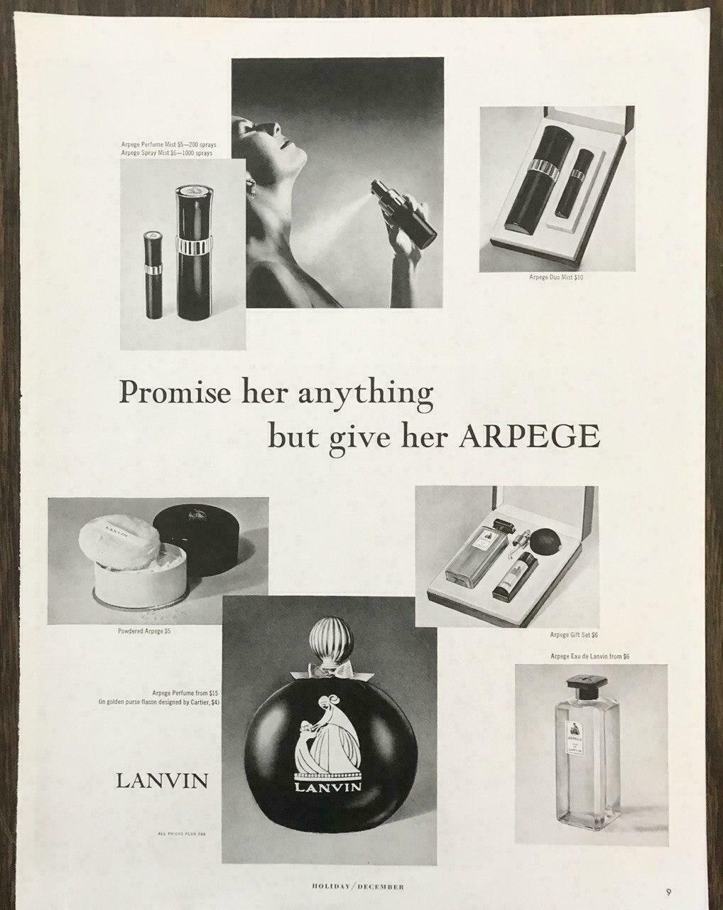 1961 Lanvin Arpege Fragrances Holiday PRINT AD Promise Her Anything