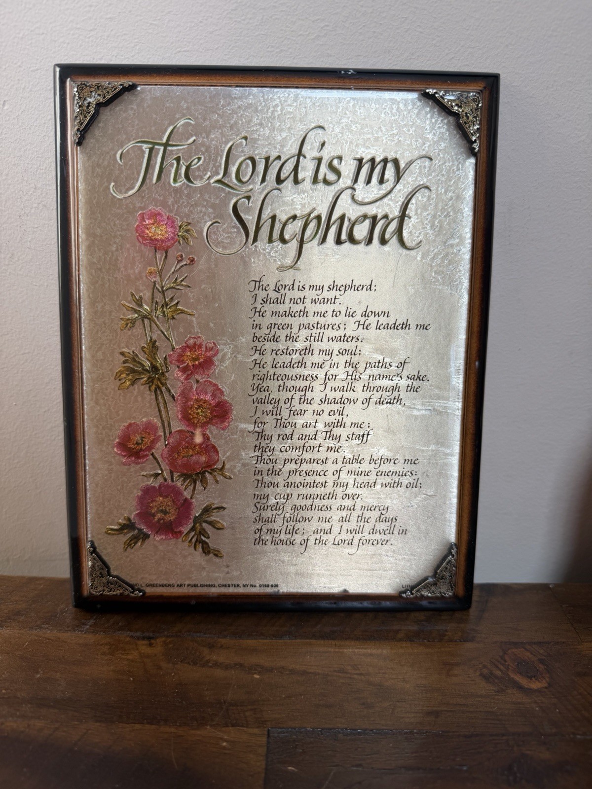 Vintage Psalm 23 The Lord Is My Shepherd Framed Christian Religious Wall Art