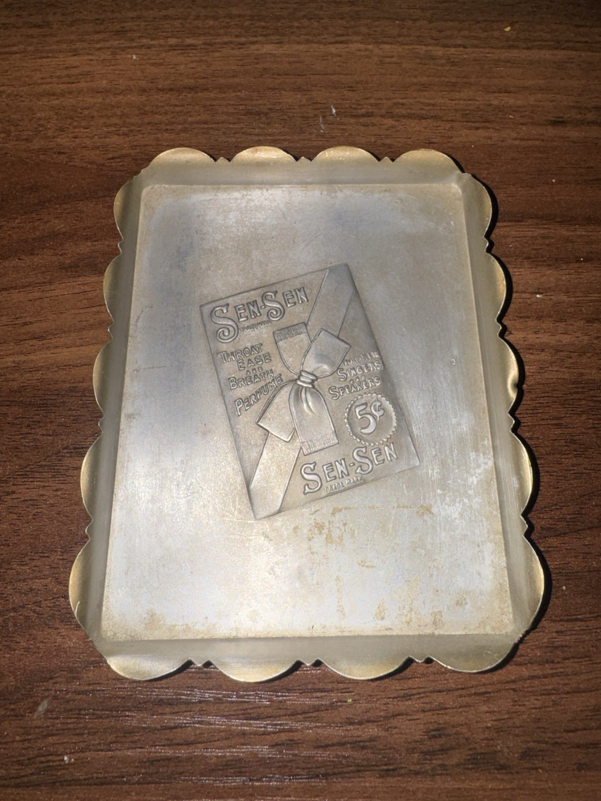 Vtg Sen-Sen Throat Ease Breath Perfume Tray 5c Anise Breath Mint Old Time Candy