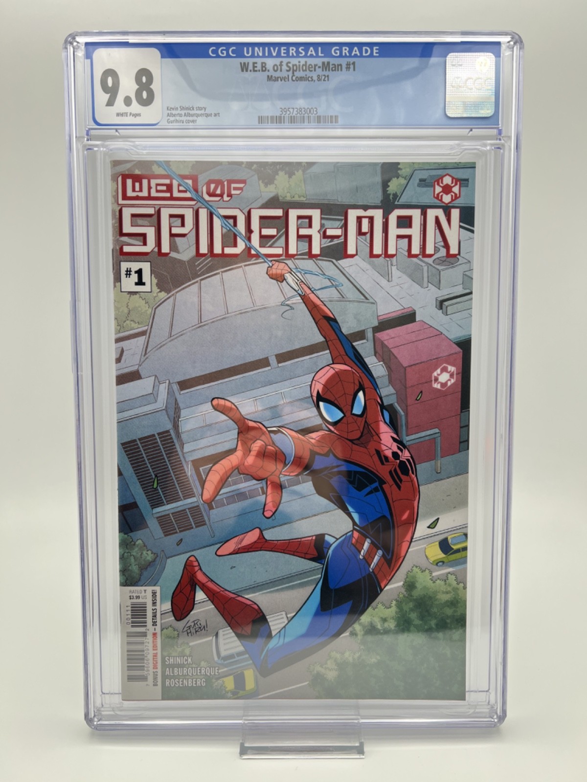 W.E.B. OF SPIDER-MAN #1 First App Harley Keener MCU NM+ WP CGC 9.8 Marvel 2021