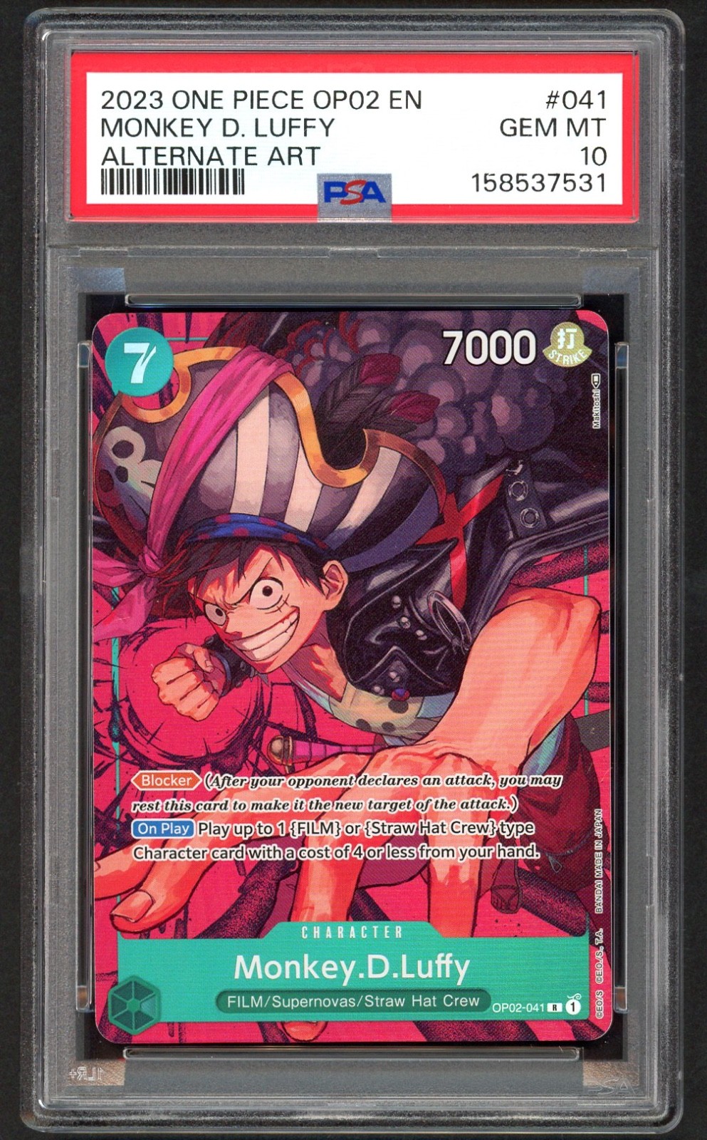 2023 One Piece Paramount War PSA 10 Monkey D. Luffy Alt Art 041 