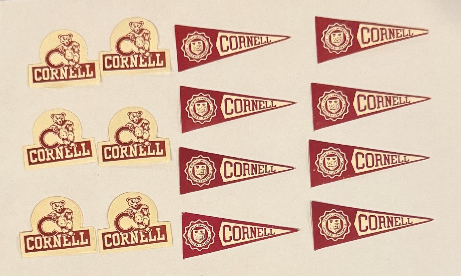Vintage Cornell University Stamp Stickers 1-1.75” Lot of 14 1960s Ithaca NY