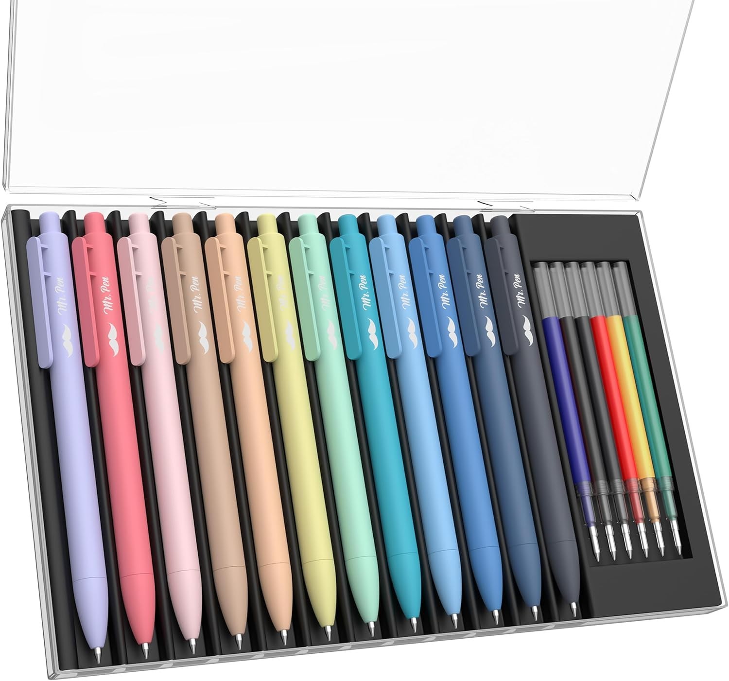 Mr. Pen- Retractable Gel Pens with Case, 12 Pack, Colorful Ink, 12 Refills, Gel 