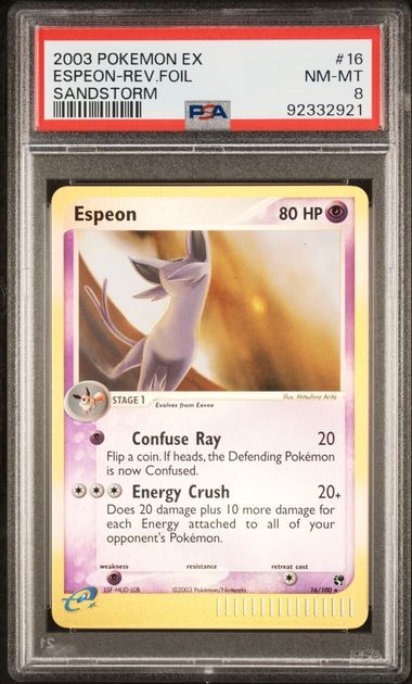 2003 POKEMON EX SANDSTORM #16 ESPEON-REV.FOIL SANDSTORM PSA 8