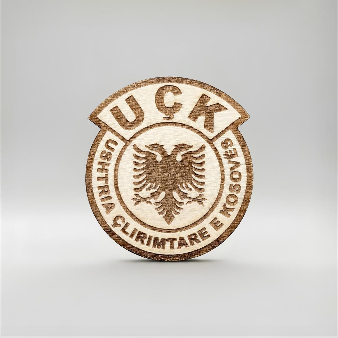 Kosovo Liberation Army UÇK Emblem Wood Magnet, Kosovo Souvenir Gift
