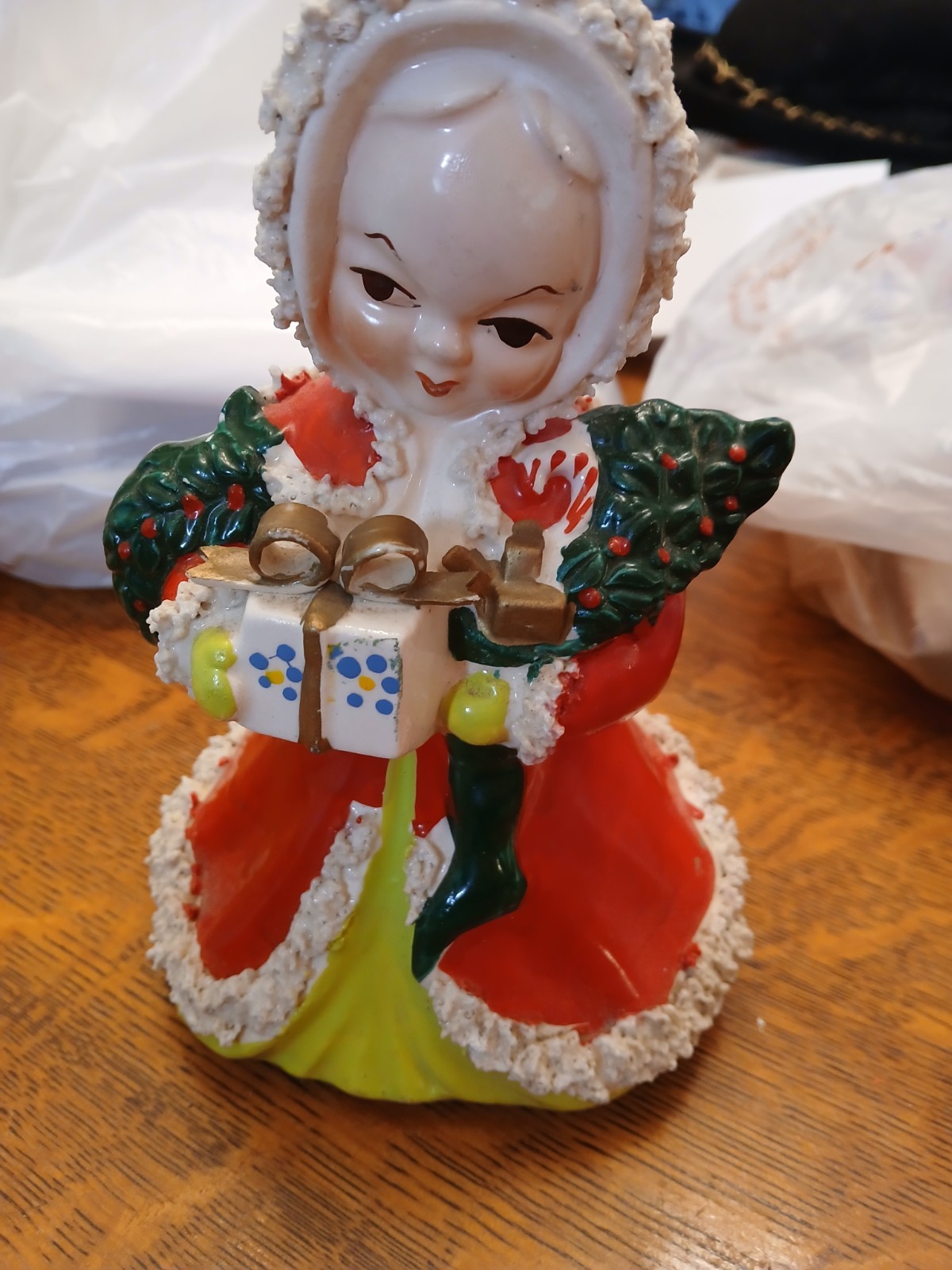 VTG 1950s NAPCO (?) Christmas Shopper Girl w/ Gifts Planter MCM GREAT