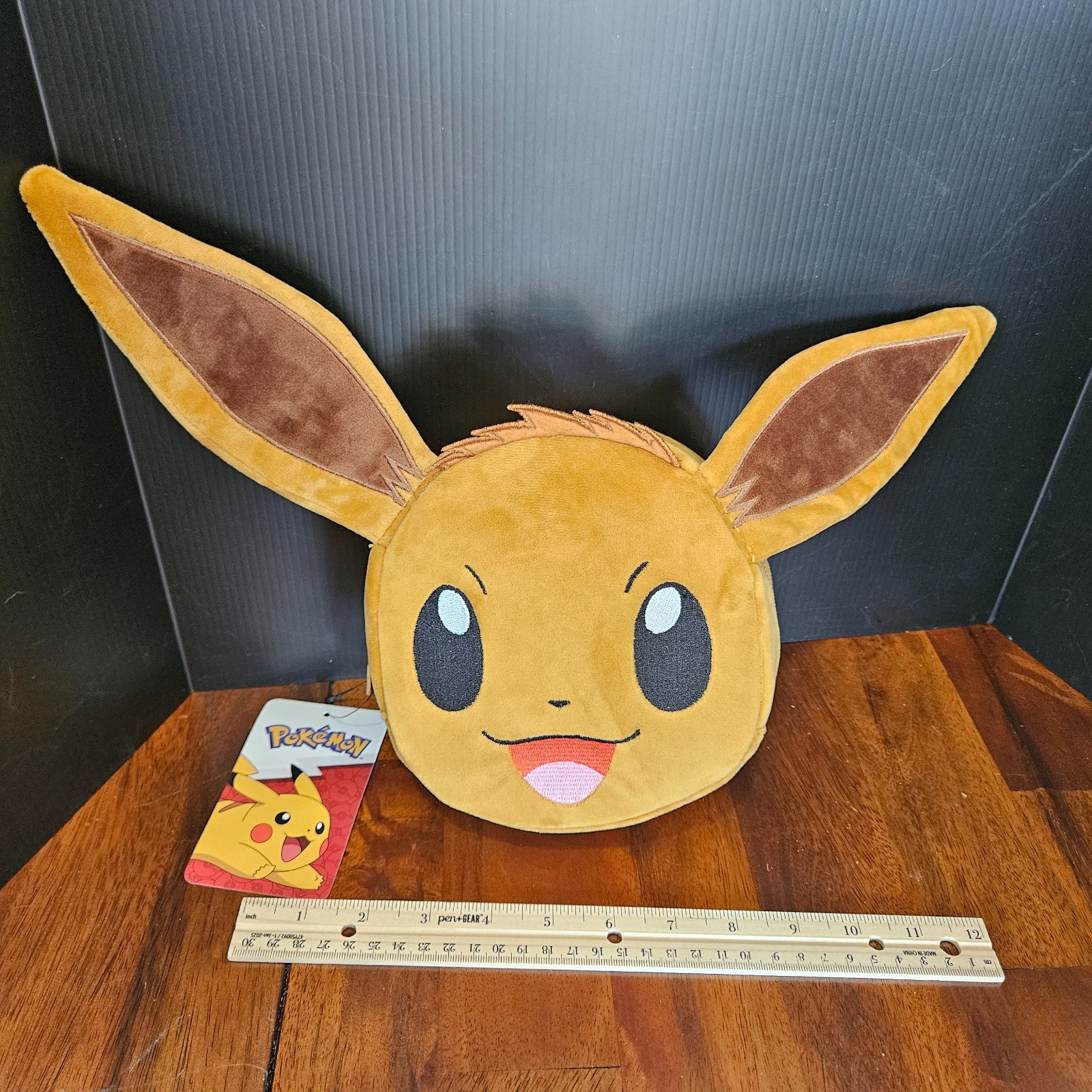 Bioworld POKEMON EEVEE Head PLUSH Make Up Storage COSMETIC Spacious CASE Bag NEW