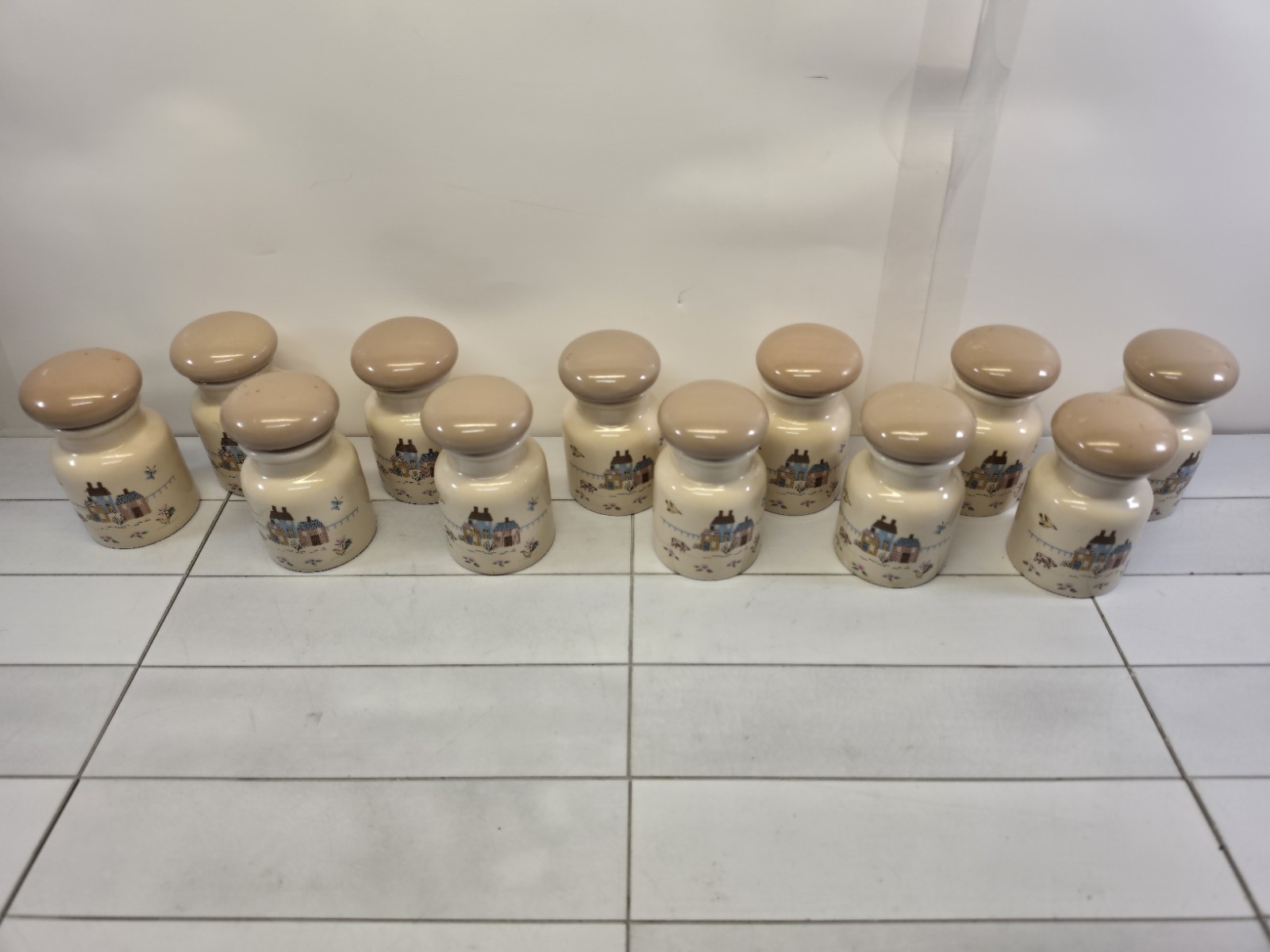 Vintage Certified International Heartland Spice Jars Set 12 Ceramic Canisters