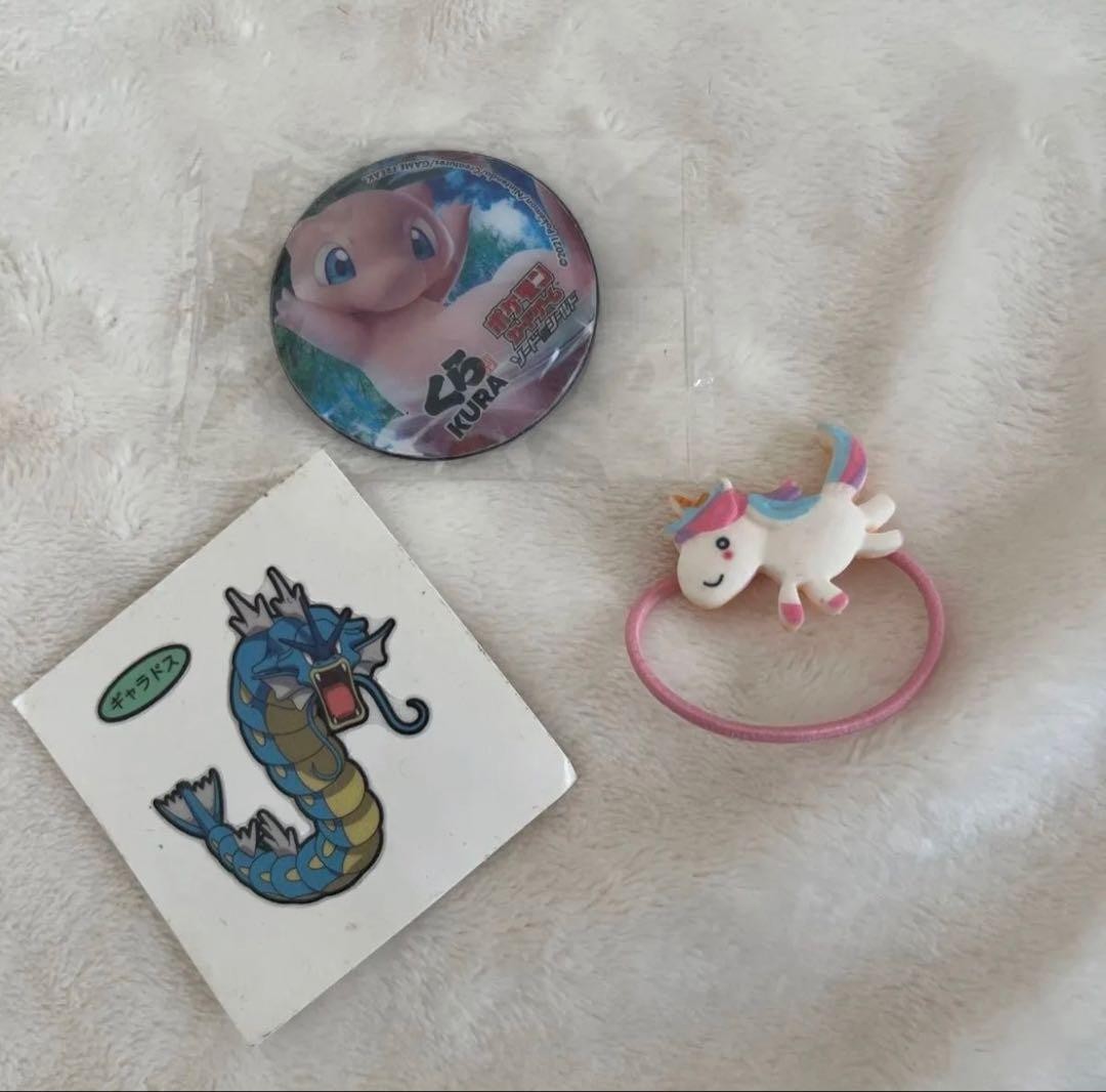 Pokemon Mew Gyarados Badge Sticker Hair Tie Set 3 Pieces