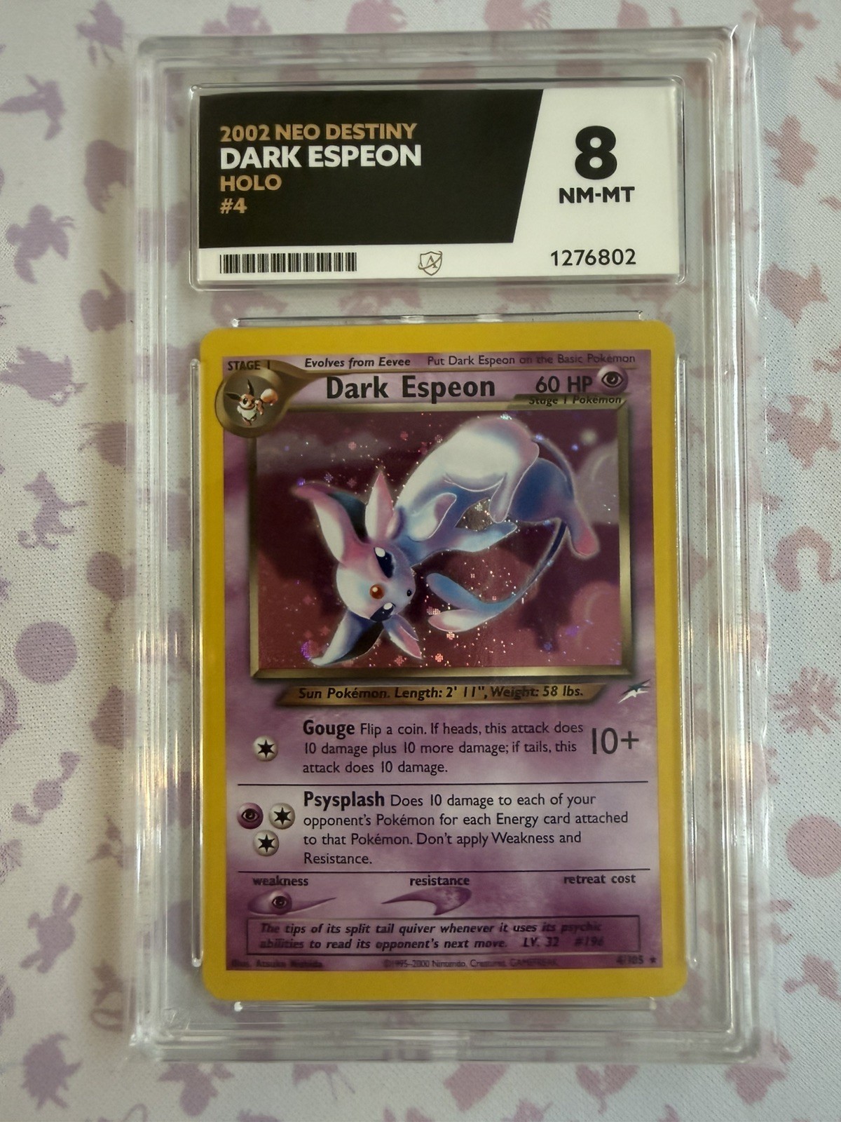 ACE 8 Dark Espeon Holo Neo Destiny 4/105 Pokemon Card TCG