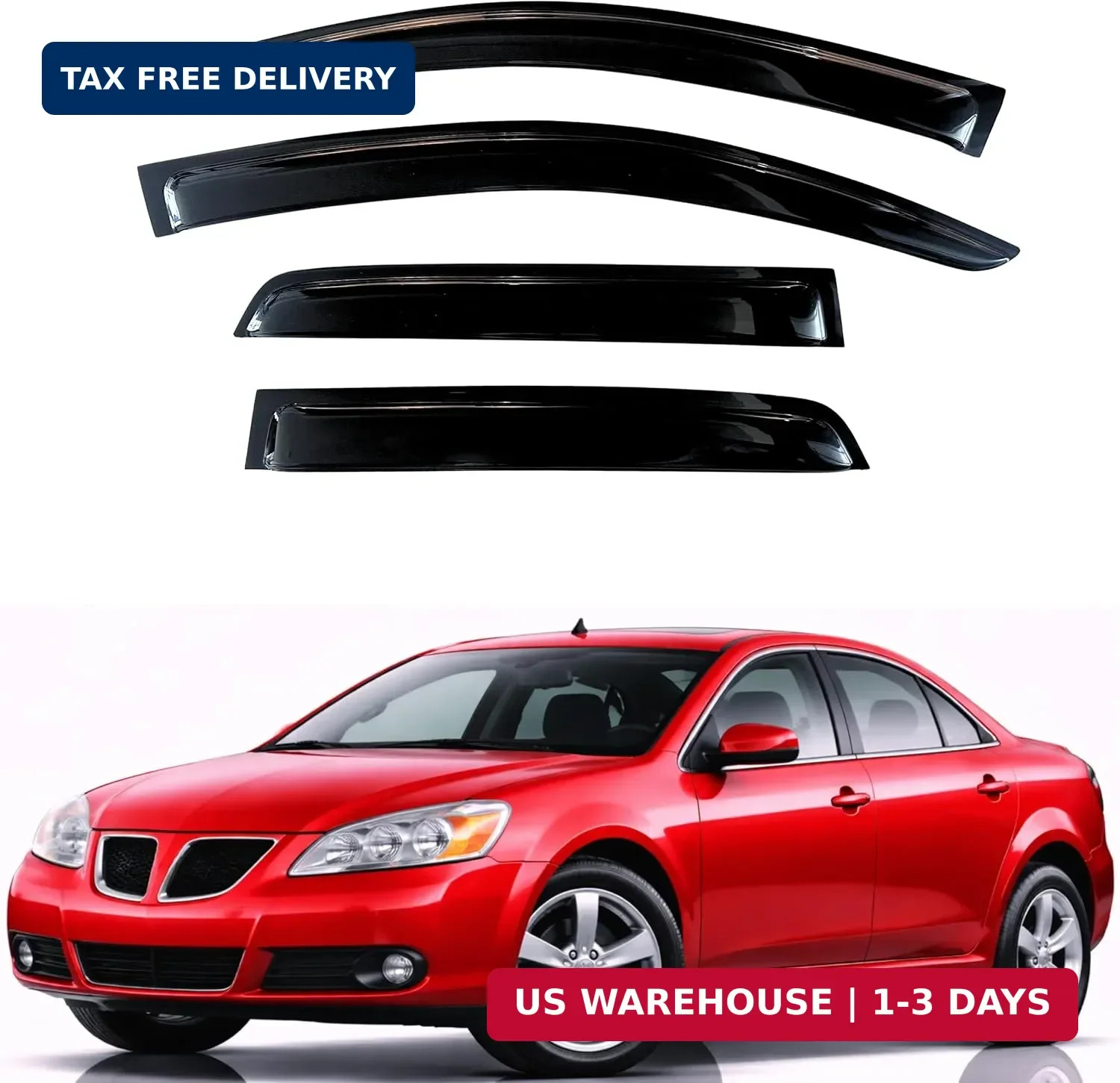 Rain Guards Fit for 2005-2010 Pontiac G6, Out-Channel Window Visors Vent Win