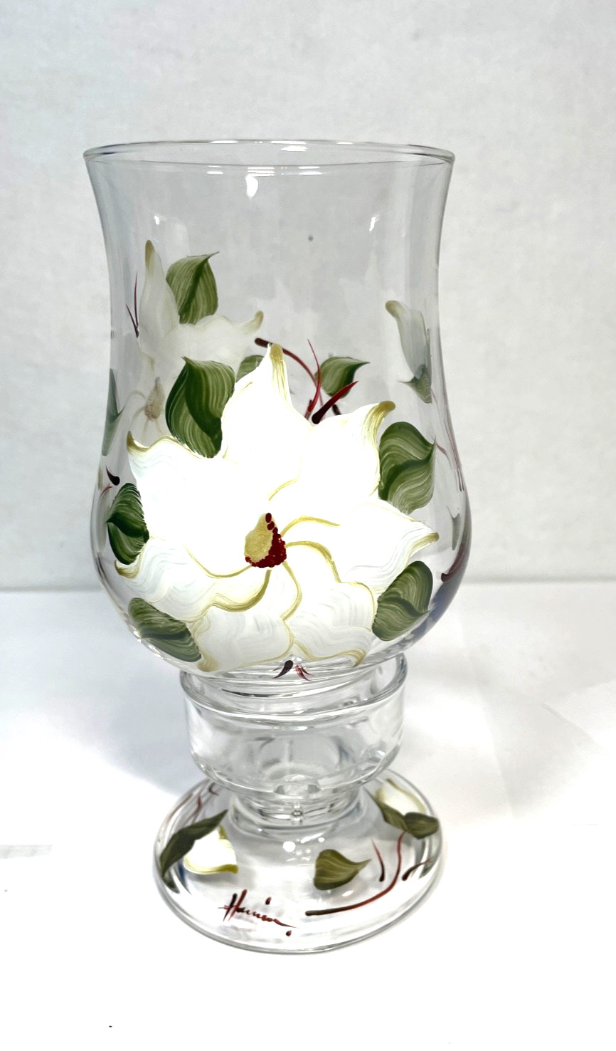 VTG Hand-Painted Floral Fairy Lamp Signed  8