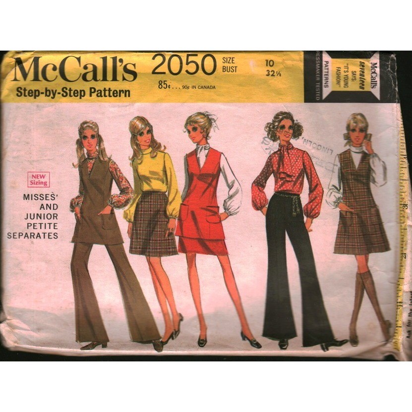 Vintage McCall's 2050 Sewing Pattern Misses Junior Petite Separates Mod 1960s
